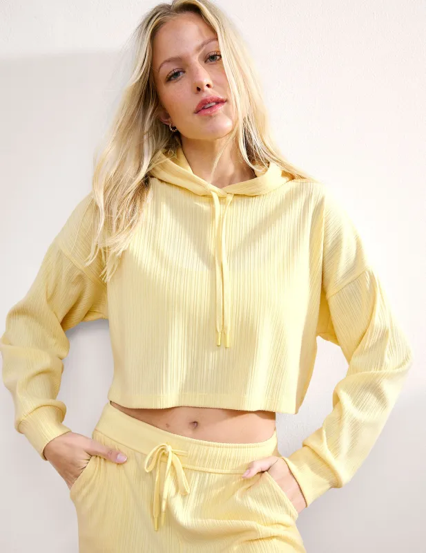 Breathe Easy Ribbed Cropped Hoodie sold by Beyond Yoga