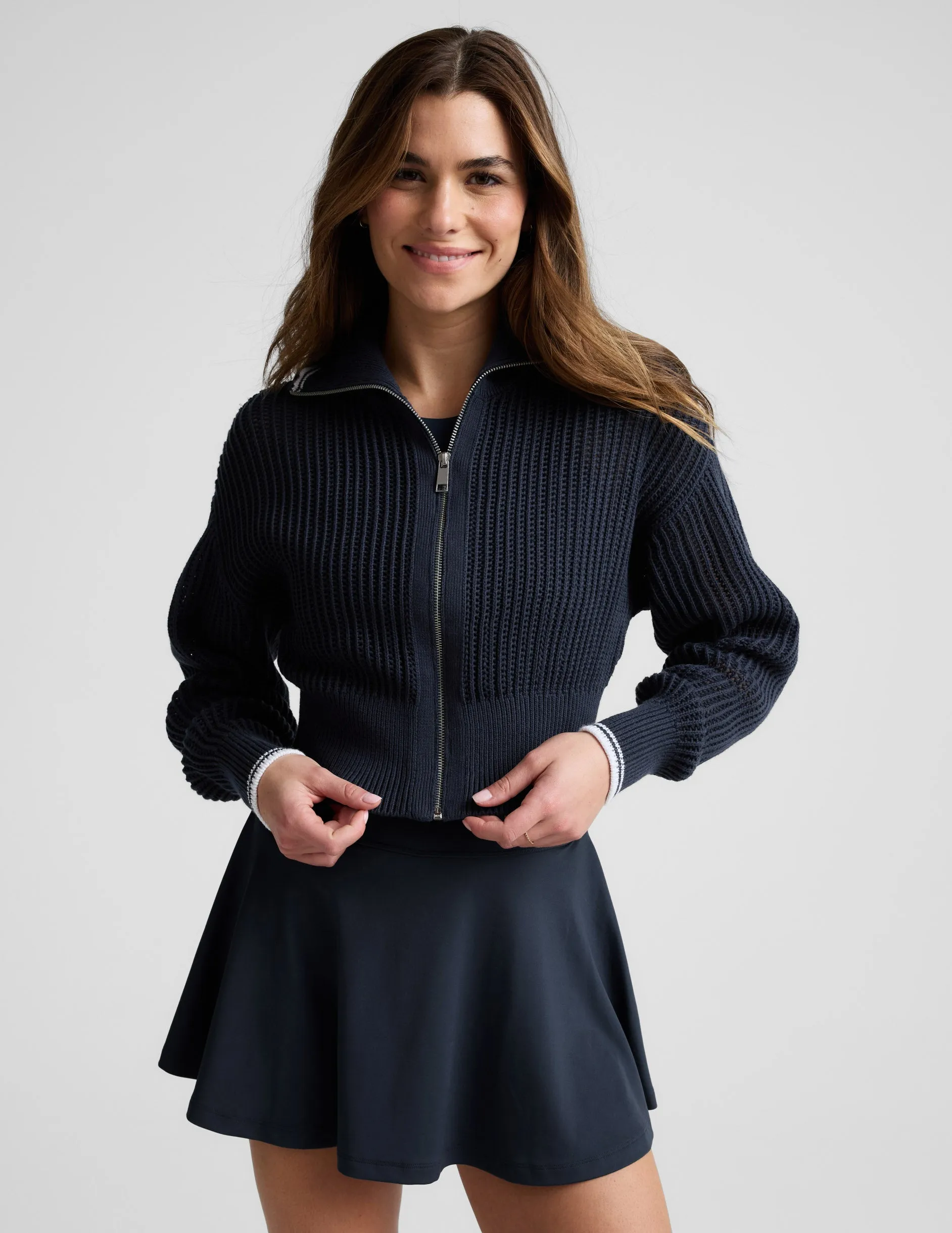 Here's The Stitch Zip Sweater sold by Beyond Yoga