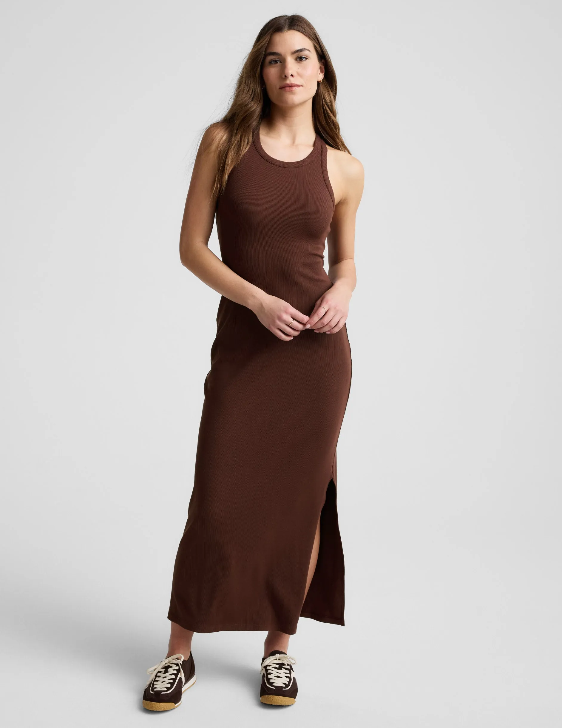 Ribbed High Neck Maxi Dress sold by Beyond Yoga