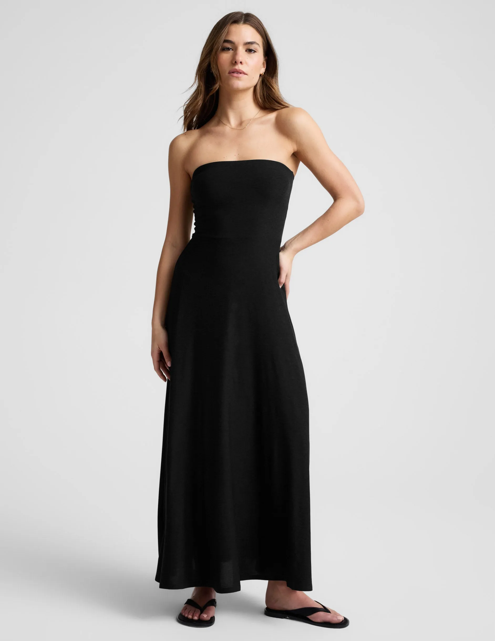 Featherweight Strapless Maxi Dress sold by Beyond Yoga