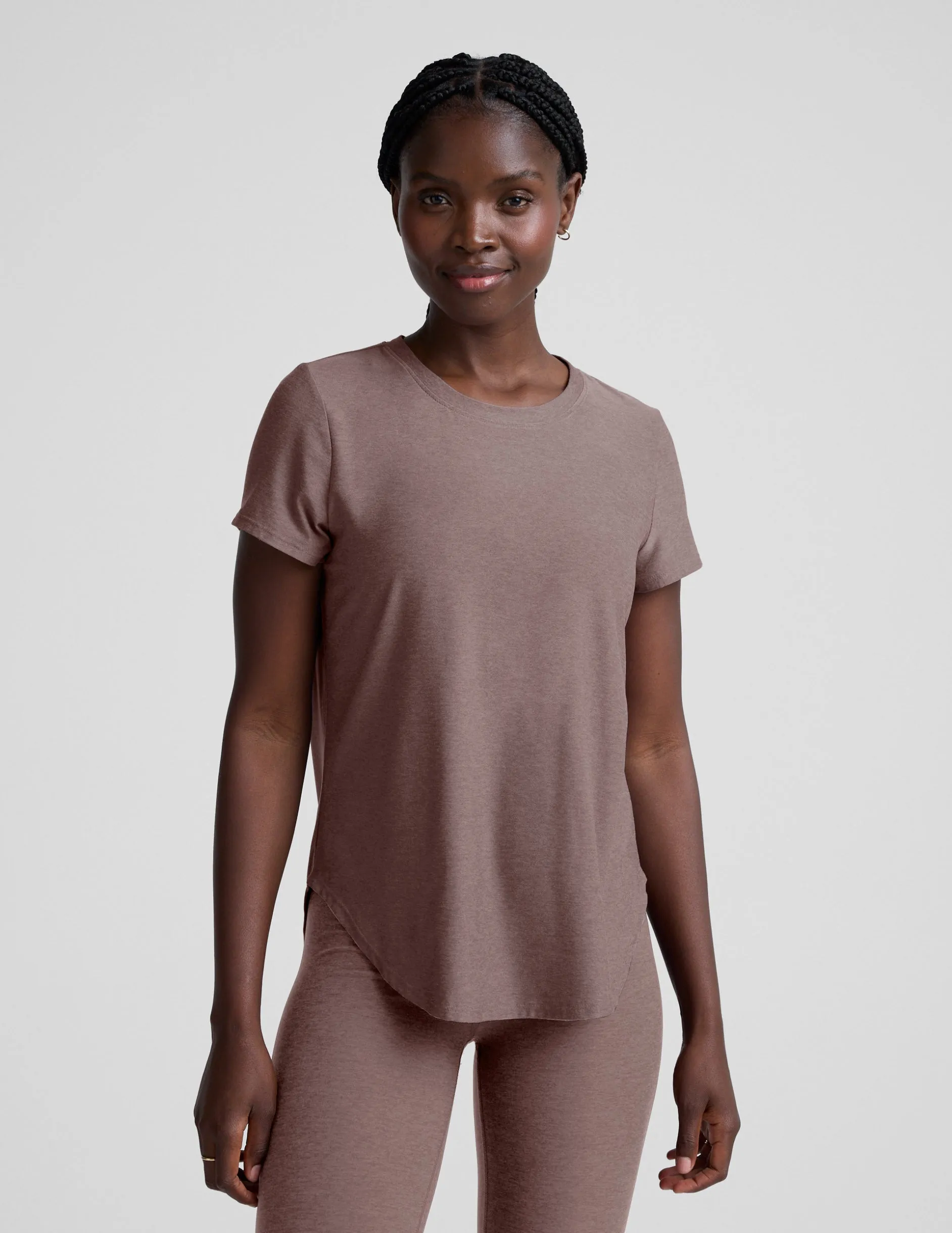 Featherweight On The Down Low Tee sold by Beyond Yoga