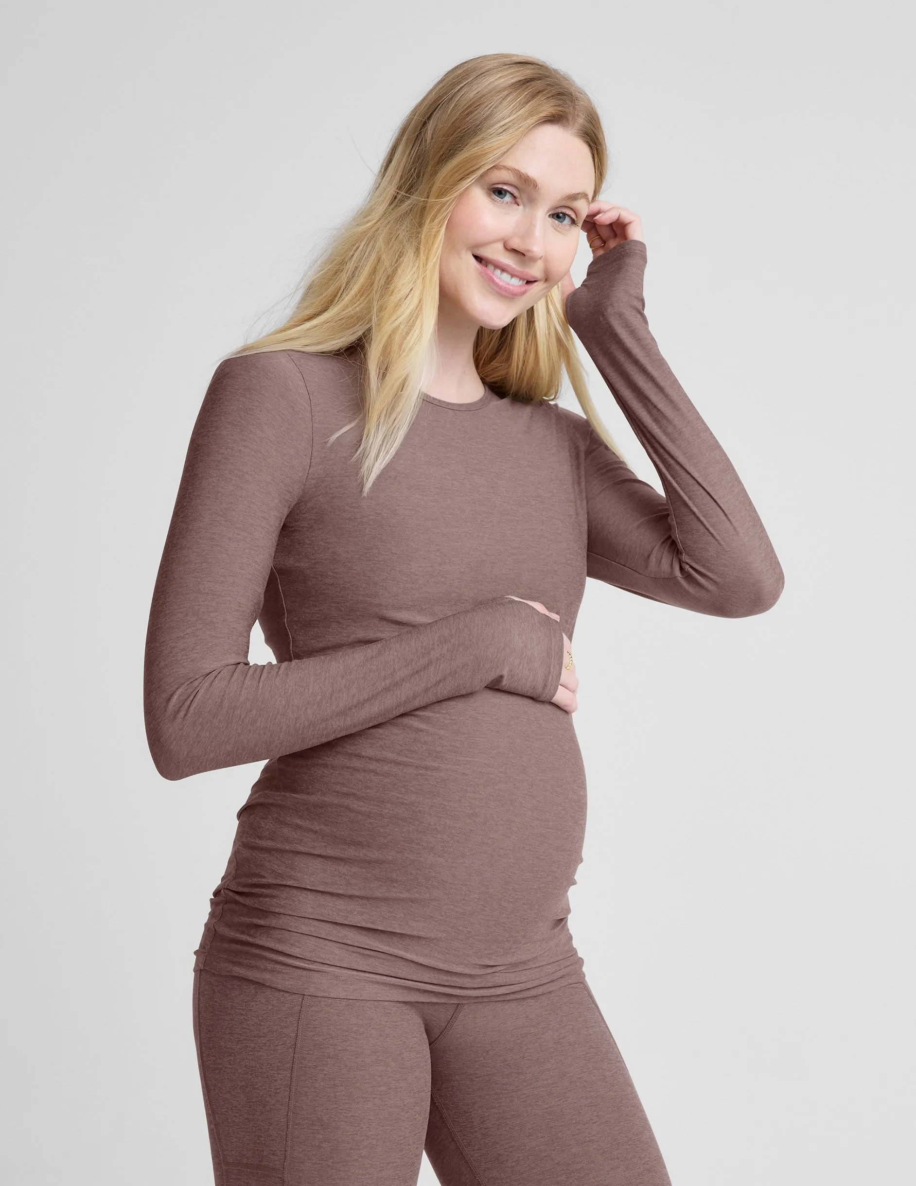 Featherweight Count On Me Maternity Crew Pullover sold by Beyond Yoga