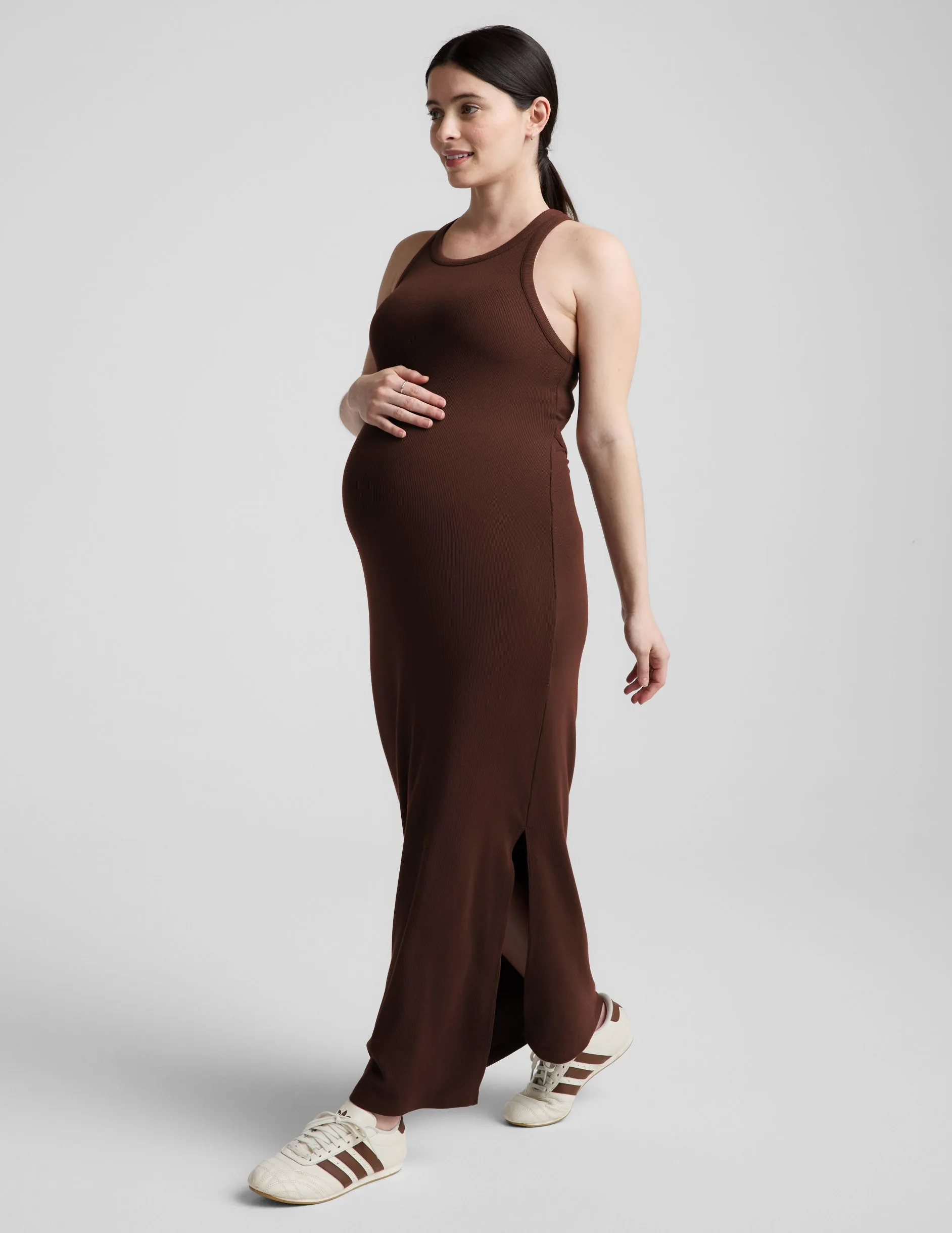 Ribbed High Neck Maxi Dress sold by Beyond Yoga