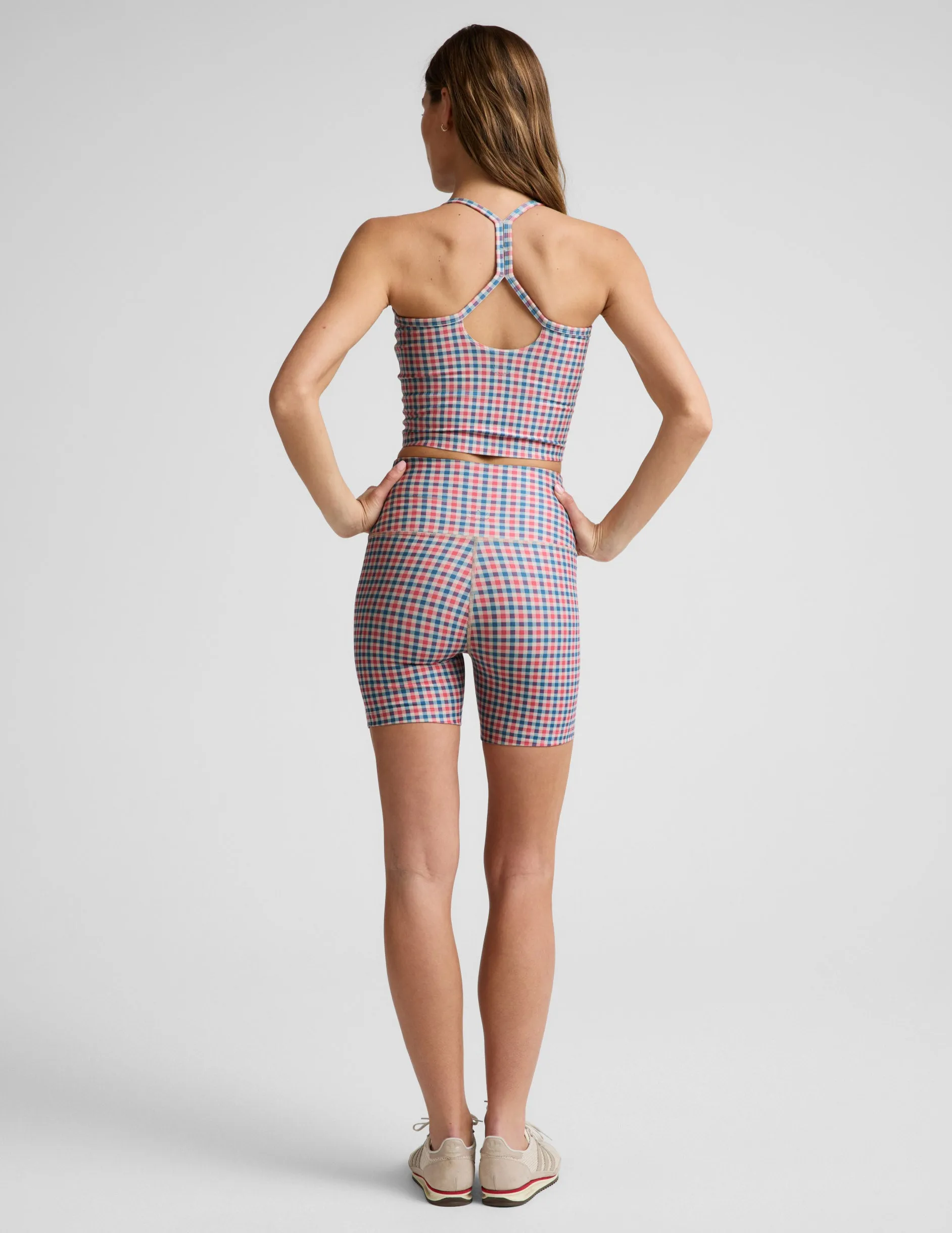 Sunwashed Gingham SoftMark Keep Pace Biker Short sold by Beyond Yoga product image thumbnail 3