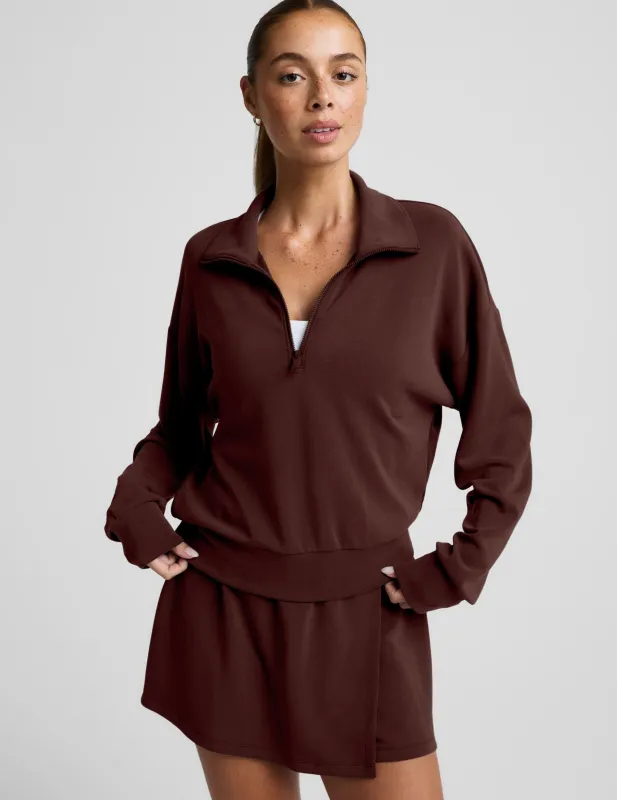 Luxe Sandwash Half Zip Pullover made by Beyond Yoga