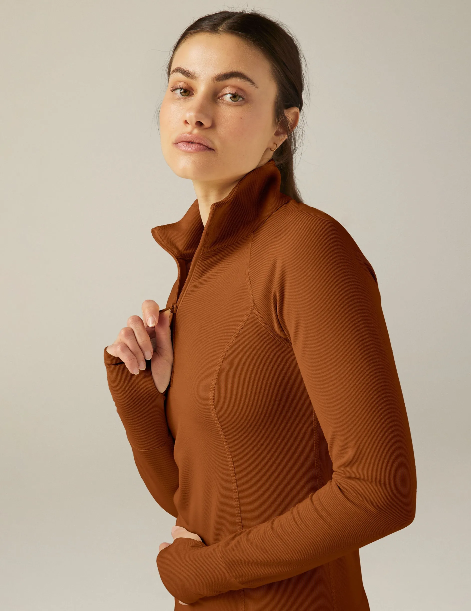 Heather Rib Take A Hike Zip Pullover sold by Beyond Yoga product image thumbnail 3