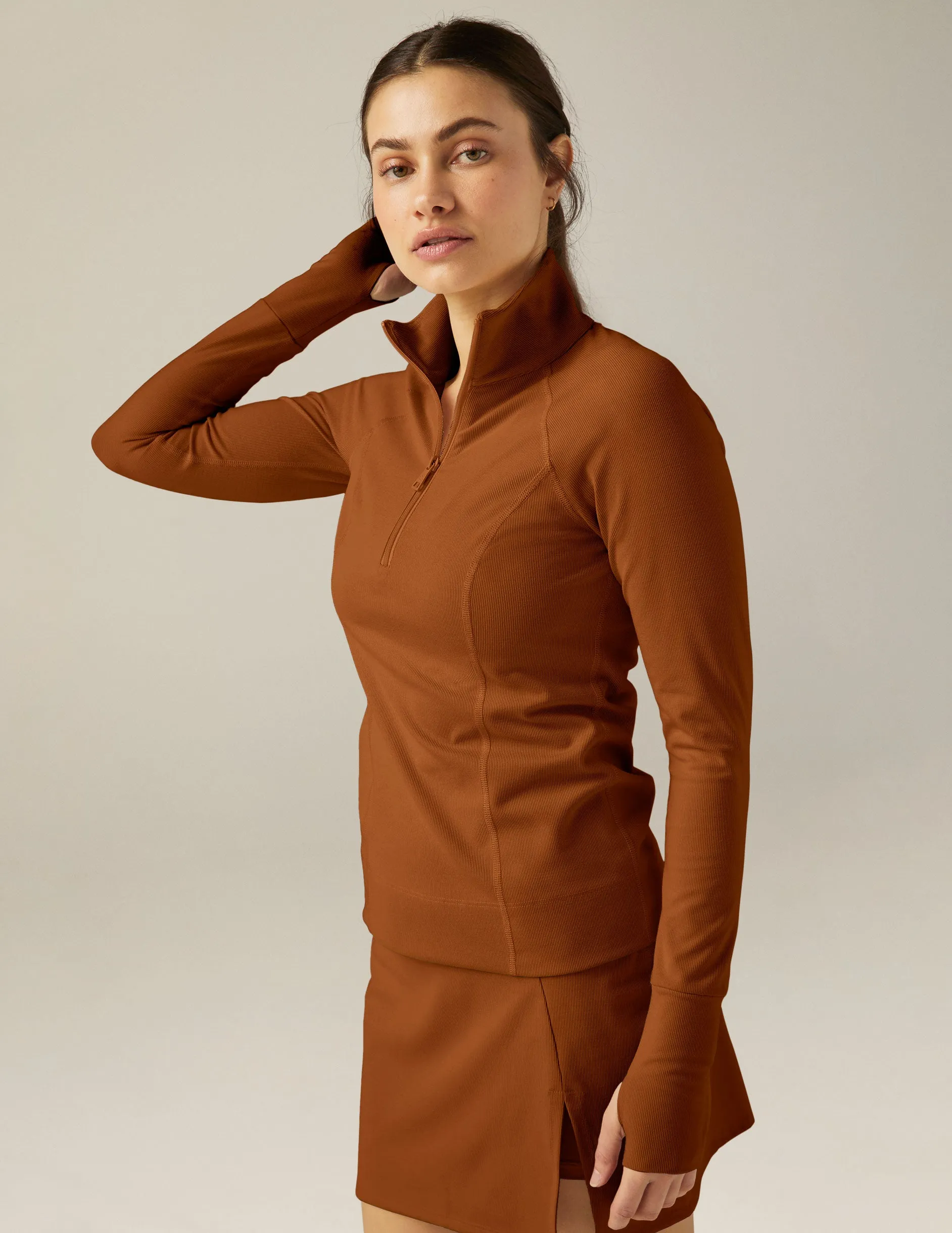 Heather Rib Take A Hike Zip Pullover sold by Beyond Yoga product image thumbnail 2