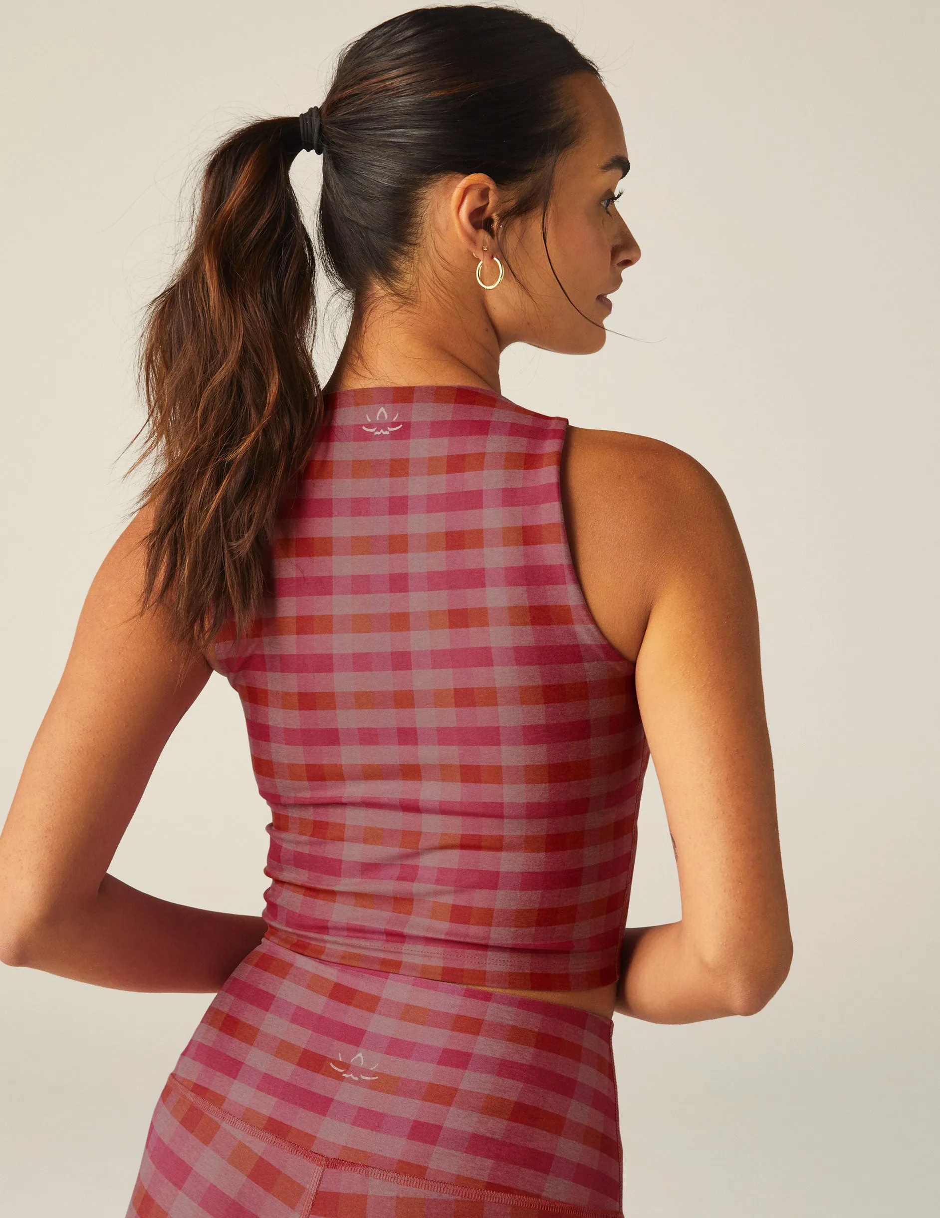 Pink Gingham SoftMark Square Neck Cropped Tank sold by Beyond Yoga product image thumbnail 3