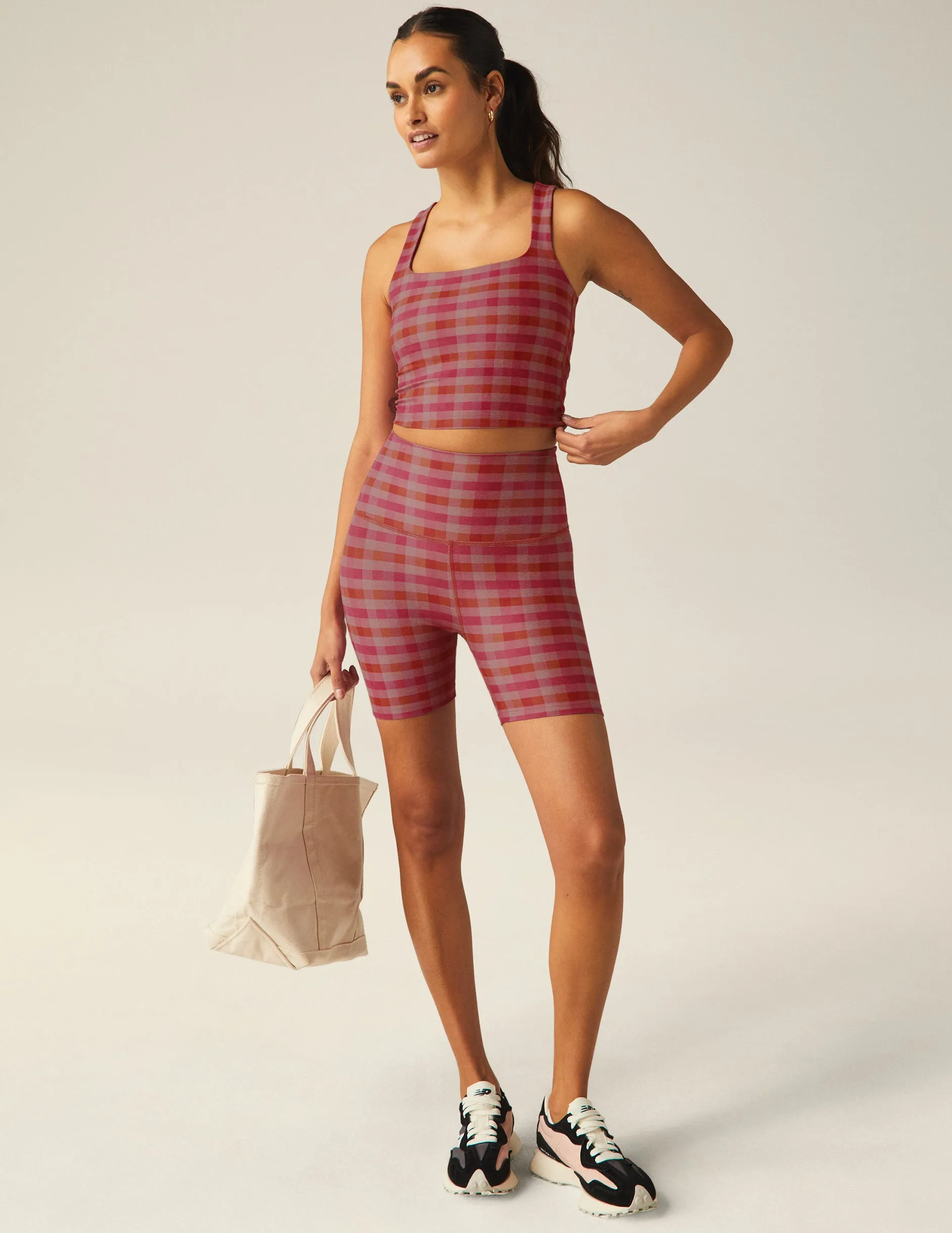 Pink Gingham SoftMark Square Neck Cropped Tank sold by Beyond Yoga product image thumbnail 4