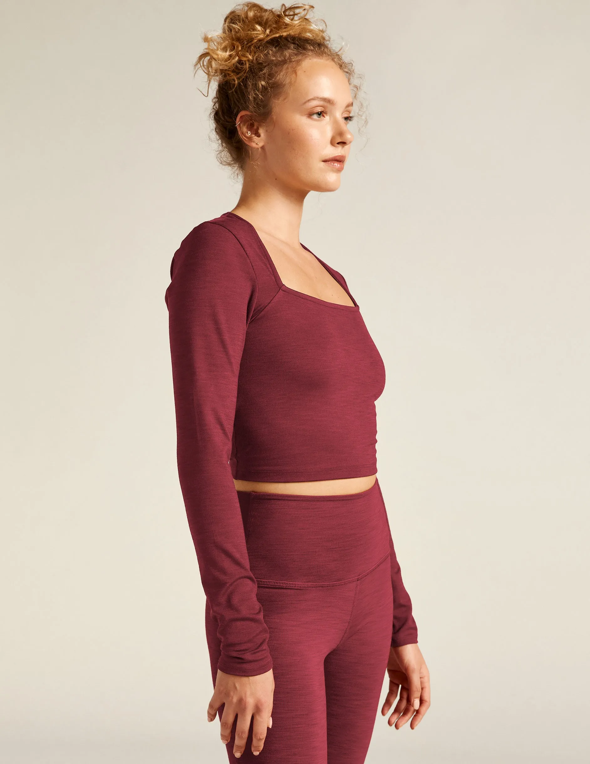 Heather Rib Frame Cropped Pullover sold by Beyond Yoga product image thumbnail 3
