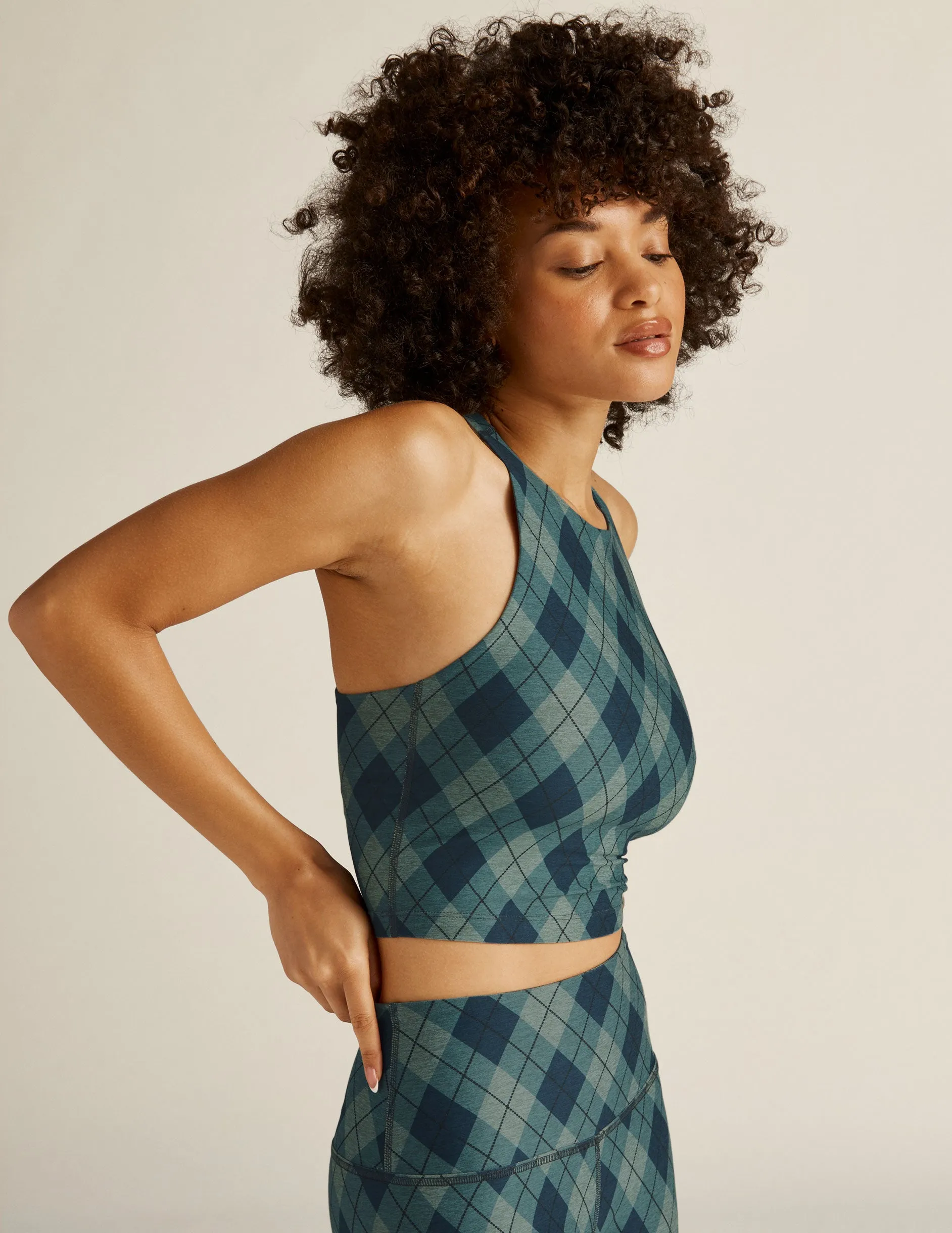 Blue Gem Beyond Argyle SoftMark Refocus Cropped Tank sold by Beyond Yoga product image thumbnail 2