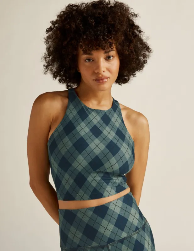 Blue Gem Beyond Argyle SoftMark Refocus Cropped Tank sold by Beyond Yoga