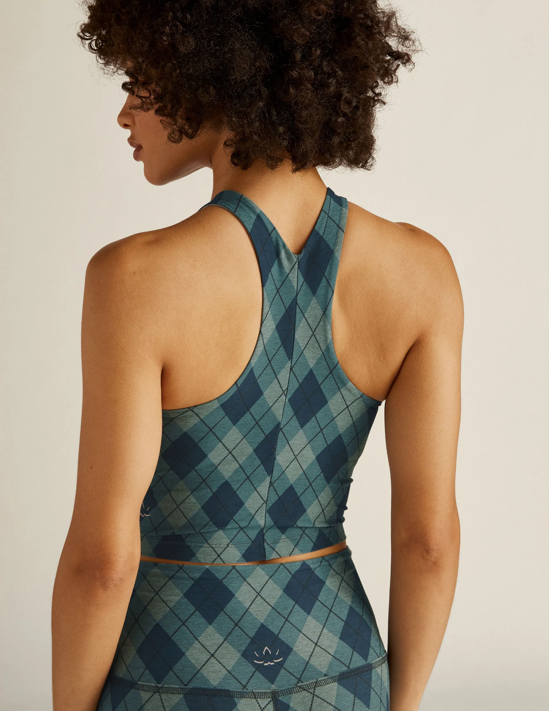 Blue Gem Beyond Argyle SoftMark Refocus Cropped Tank sold by Beyond Yoga product image thumbnail 3