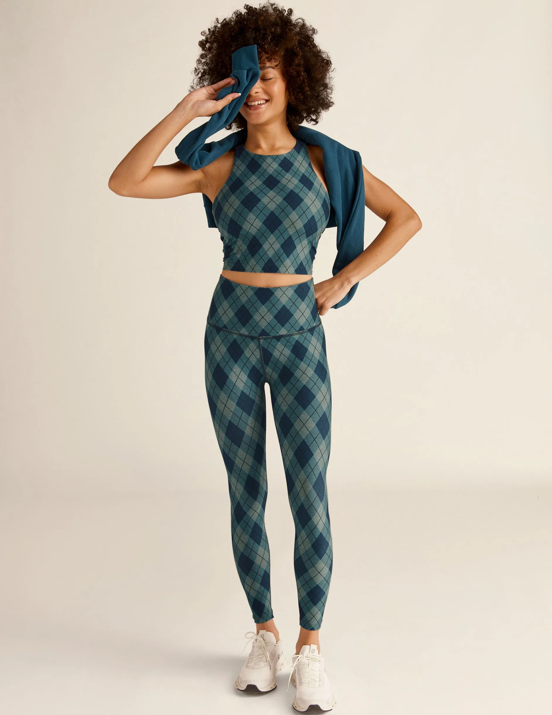 Blue Gem Beyond Argyle SoftMark Refocus Cropped Tank sold by Beyond Yoga product image thumbnail 4