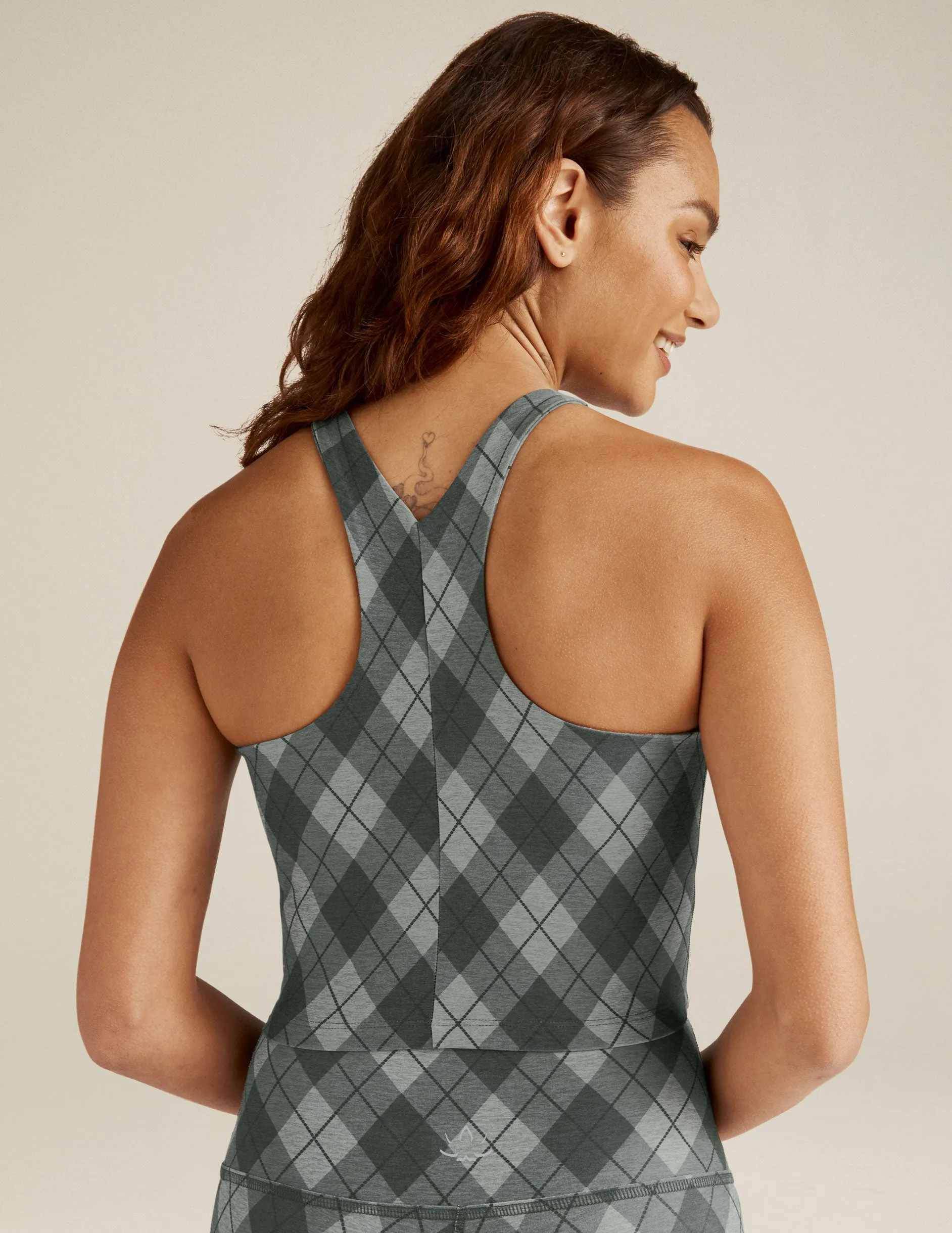 Gray Beyond Argyle SoftMark Refocus Cropped Tank sold by Beyond Yoga product image thumbnail 3