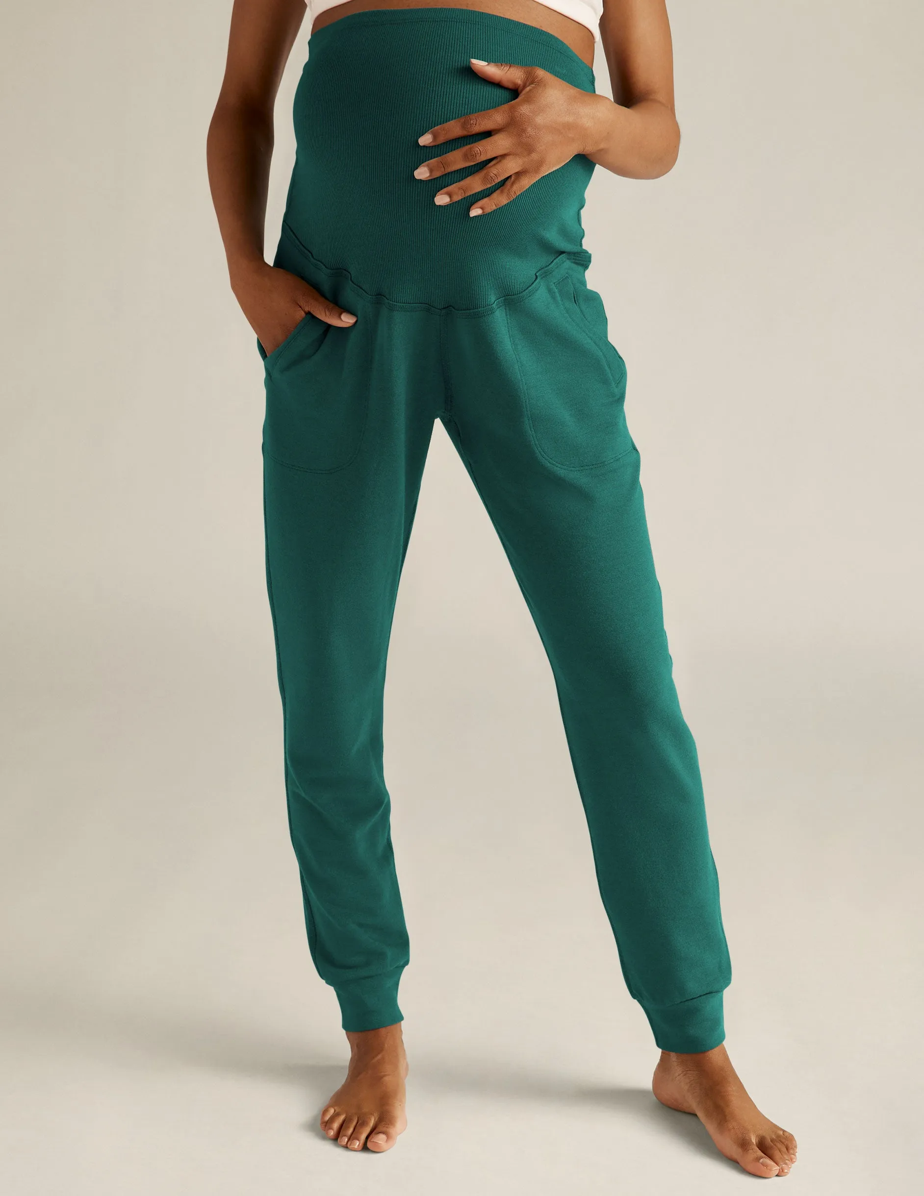 Cozy Fleece Grow Together Fold Over Maternity Sweatpants sold by Beyond Yoga product image thumbnail 2