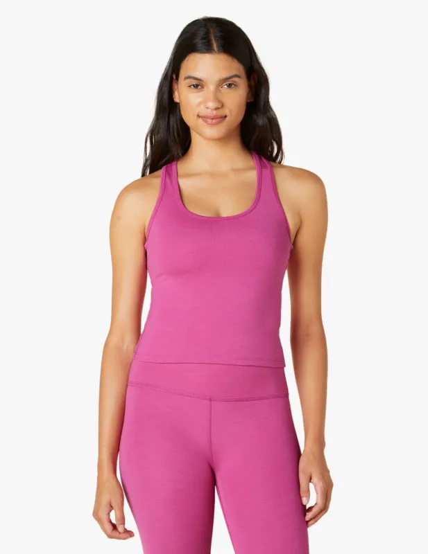 Heather Rib Racerback Flash Tank sold by Beyond Yoga
