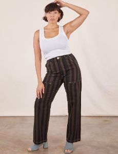 Black Striped Work Pants - Espresso sold by Big Bud Press