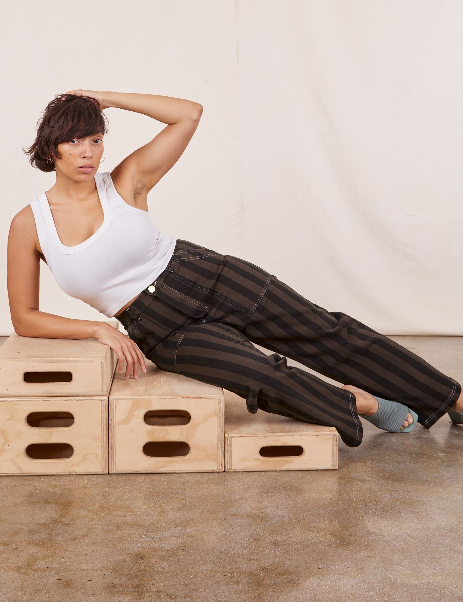 Black Striped Work Pants - Espresso sold by Big Bud Press