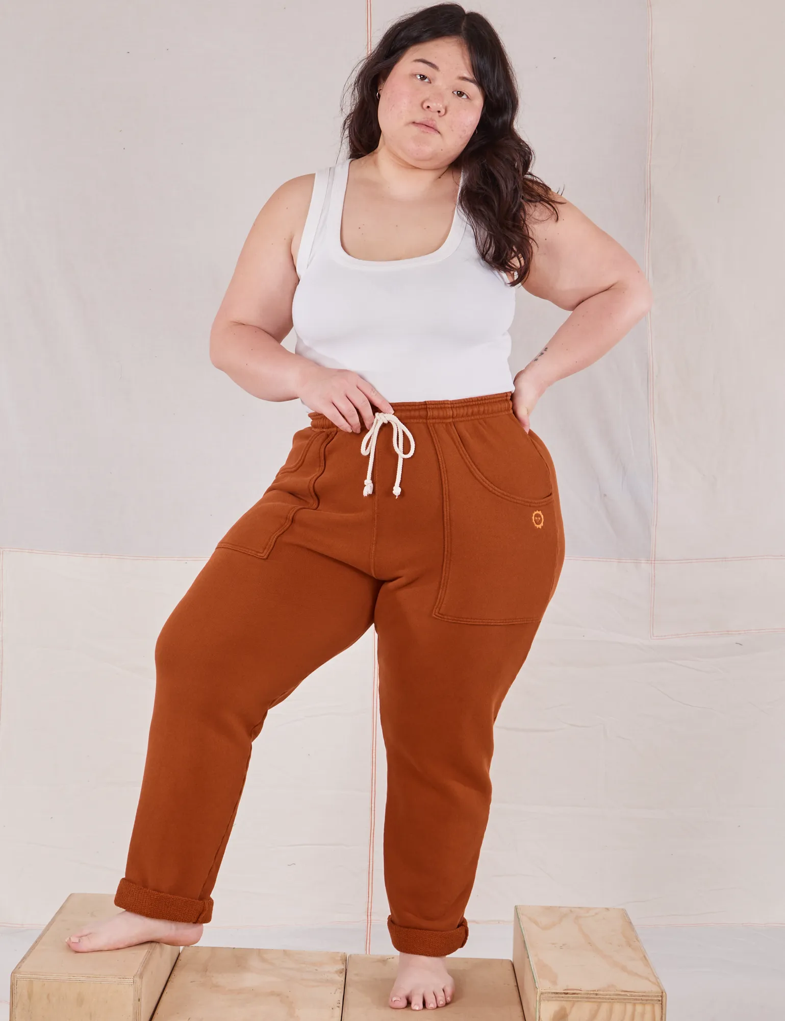 Rolled Cuff Sweat Pants - Burnt Terracotta sold by Big Bud Press product image thumbnail 3