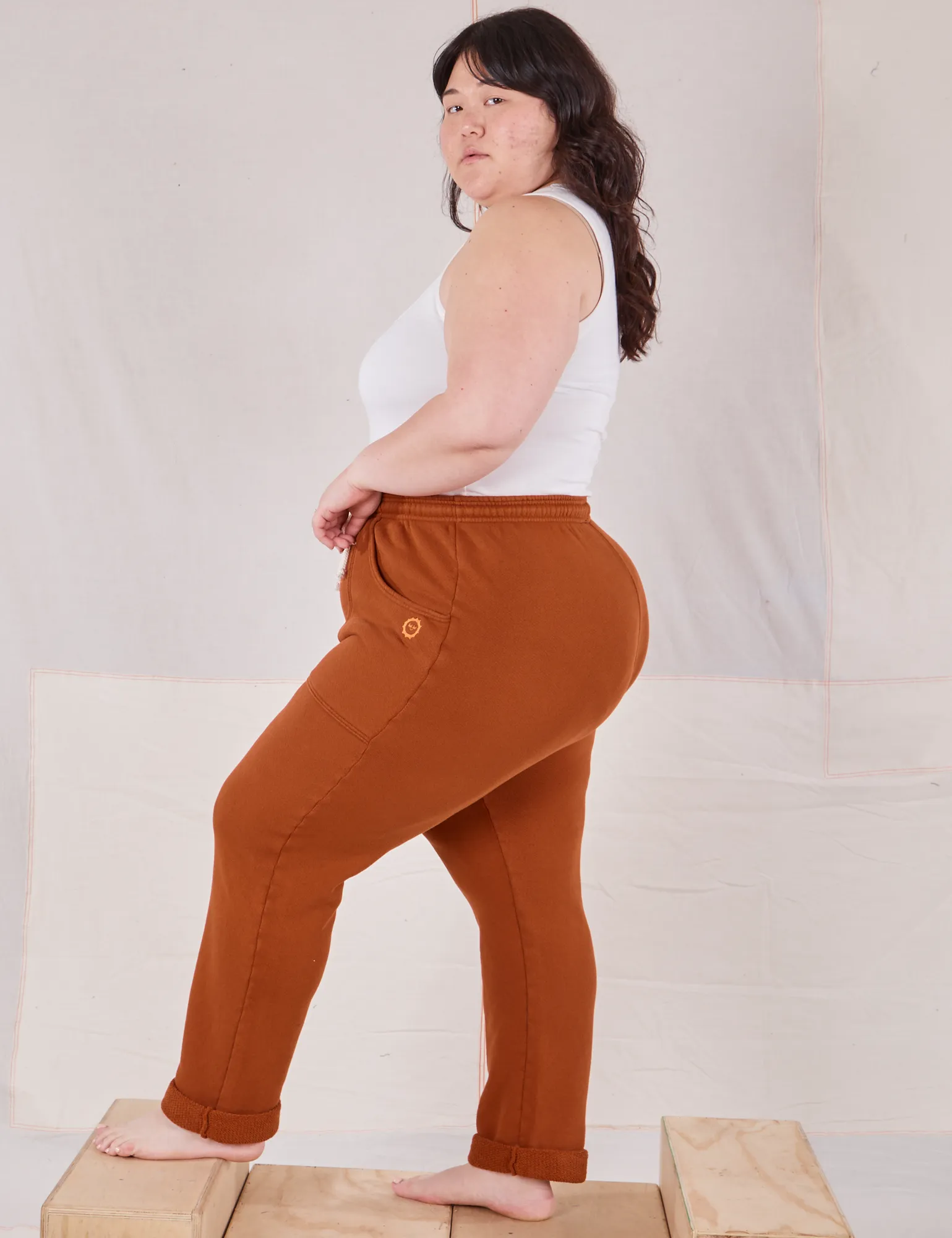 Rolled Cuff Sweat Pants - Burnt Terracotta sold by Big Bud Press product image thumbnail 5