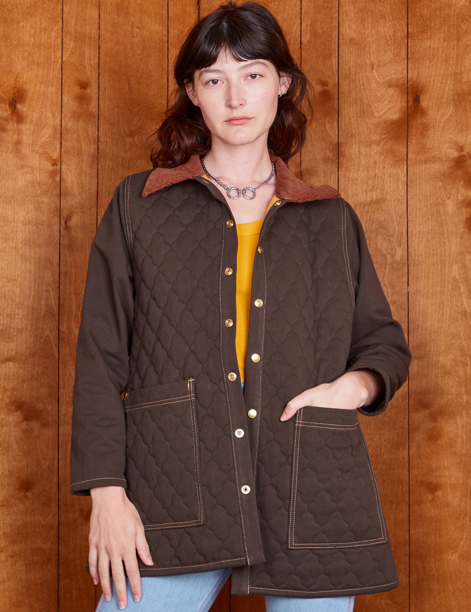 Quilted Overcoat - Espresso Brown sold by Big Bud Press product image thumbnail 5