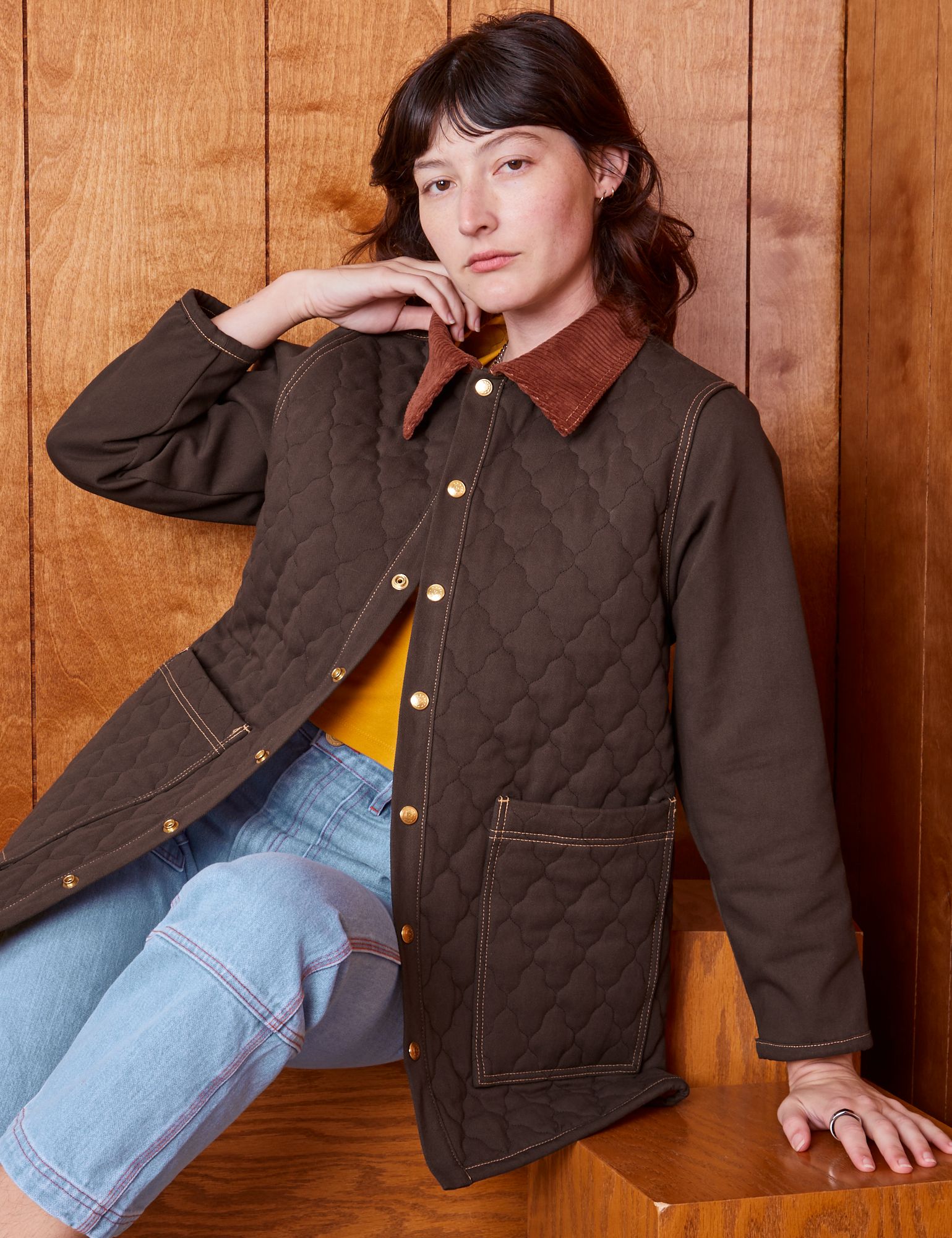 Quilted Overcoat - Espresso Brown sold by Big Bud Press