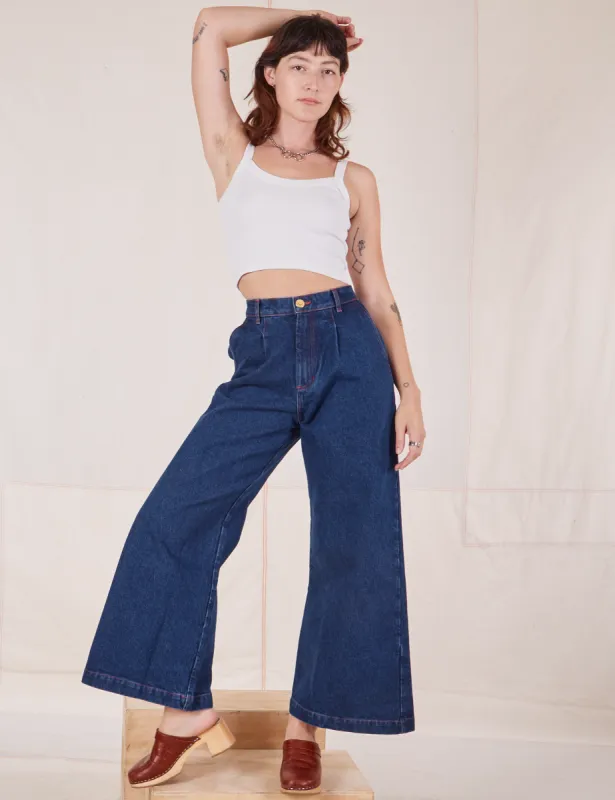 Indigo Wide Leg Trousers - Dark Wash sold by Big Bud Press