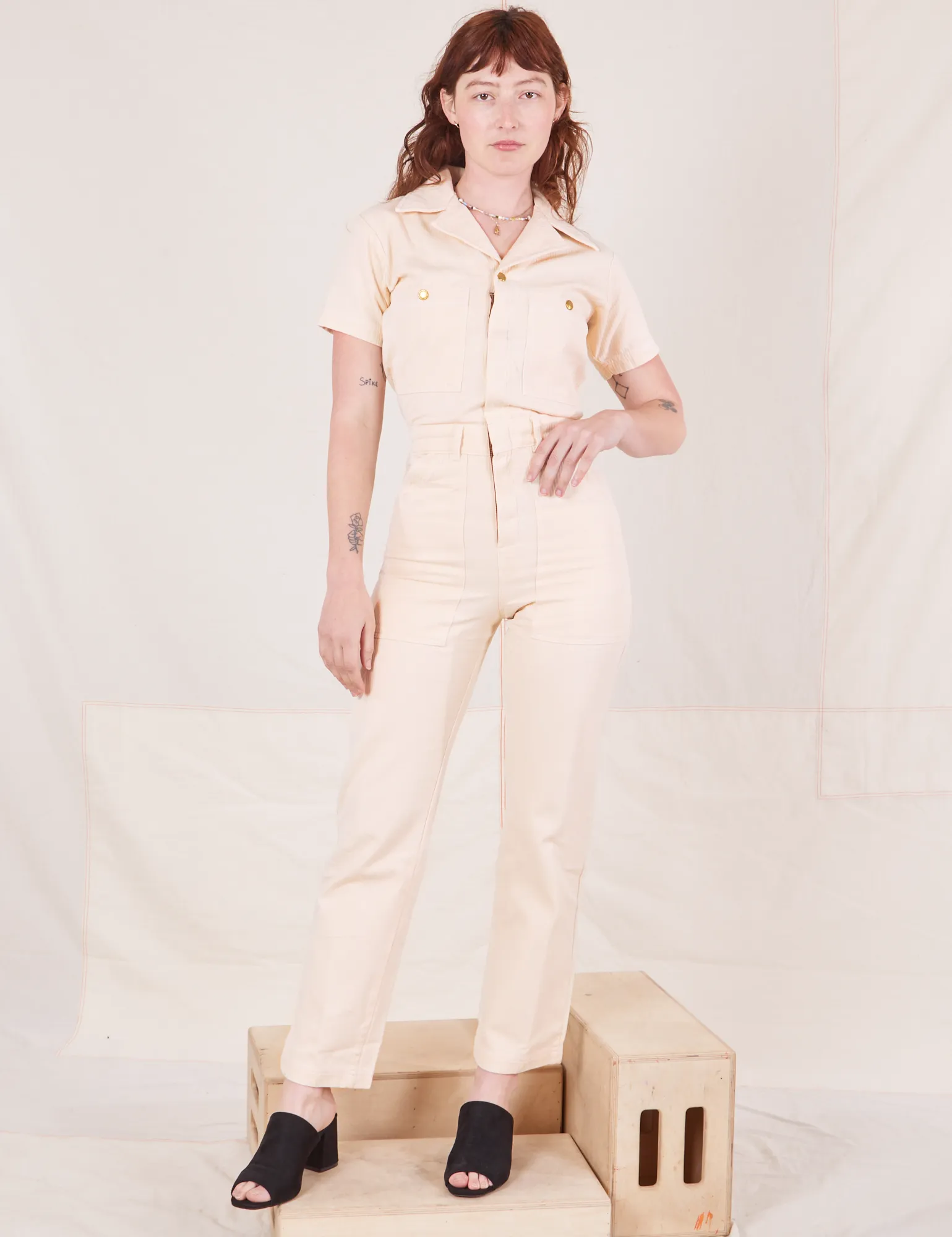 Heritage Short Sleeve Jumpsuit - Natural sold by Big Bud Press product image thumbnail 3