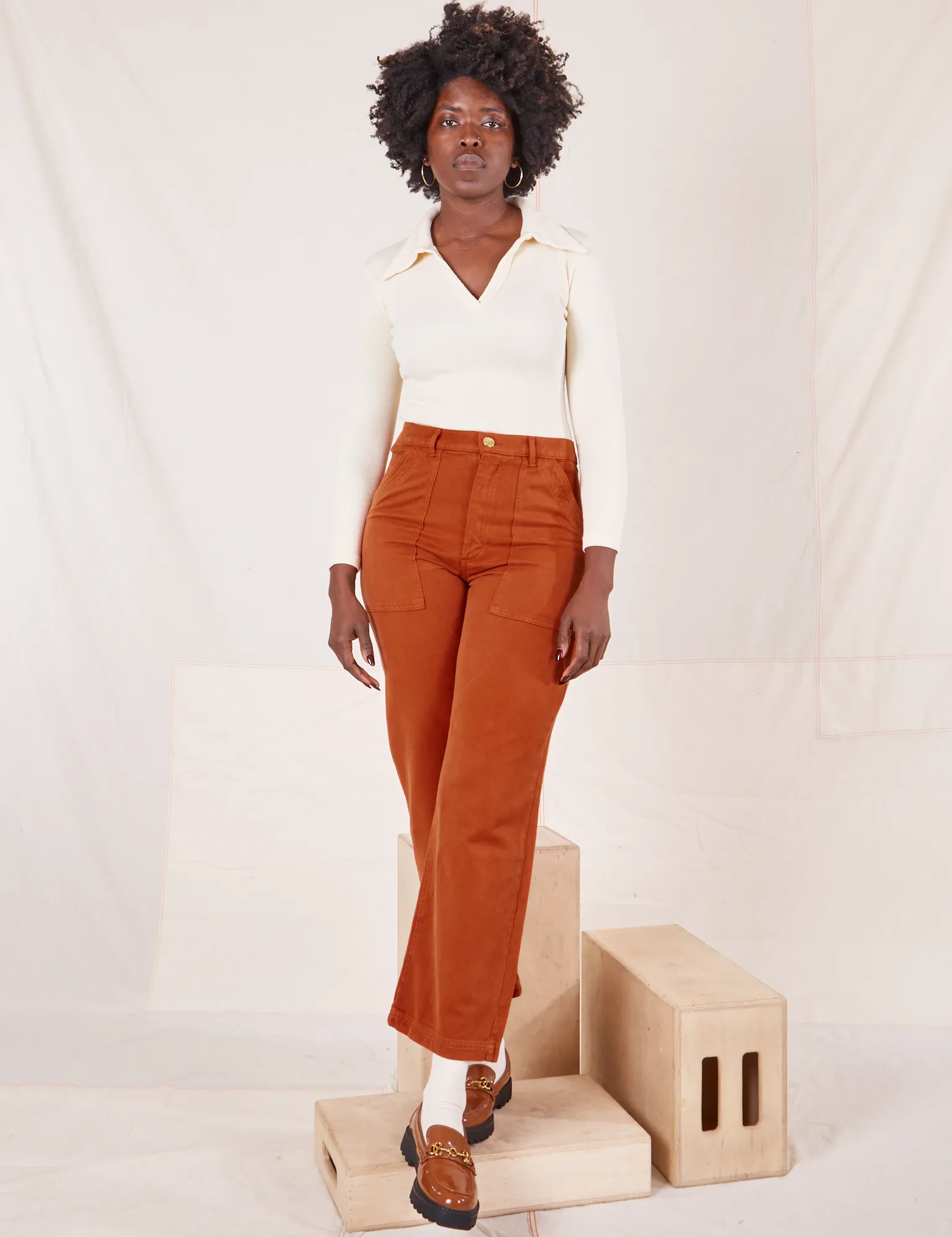 Organic Work Pants - Burnt Terracotta sold by Big Bud Press
