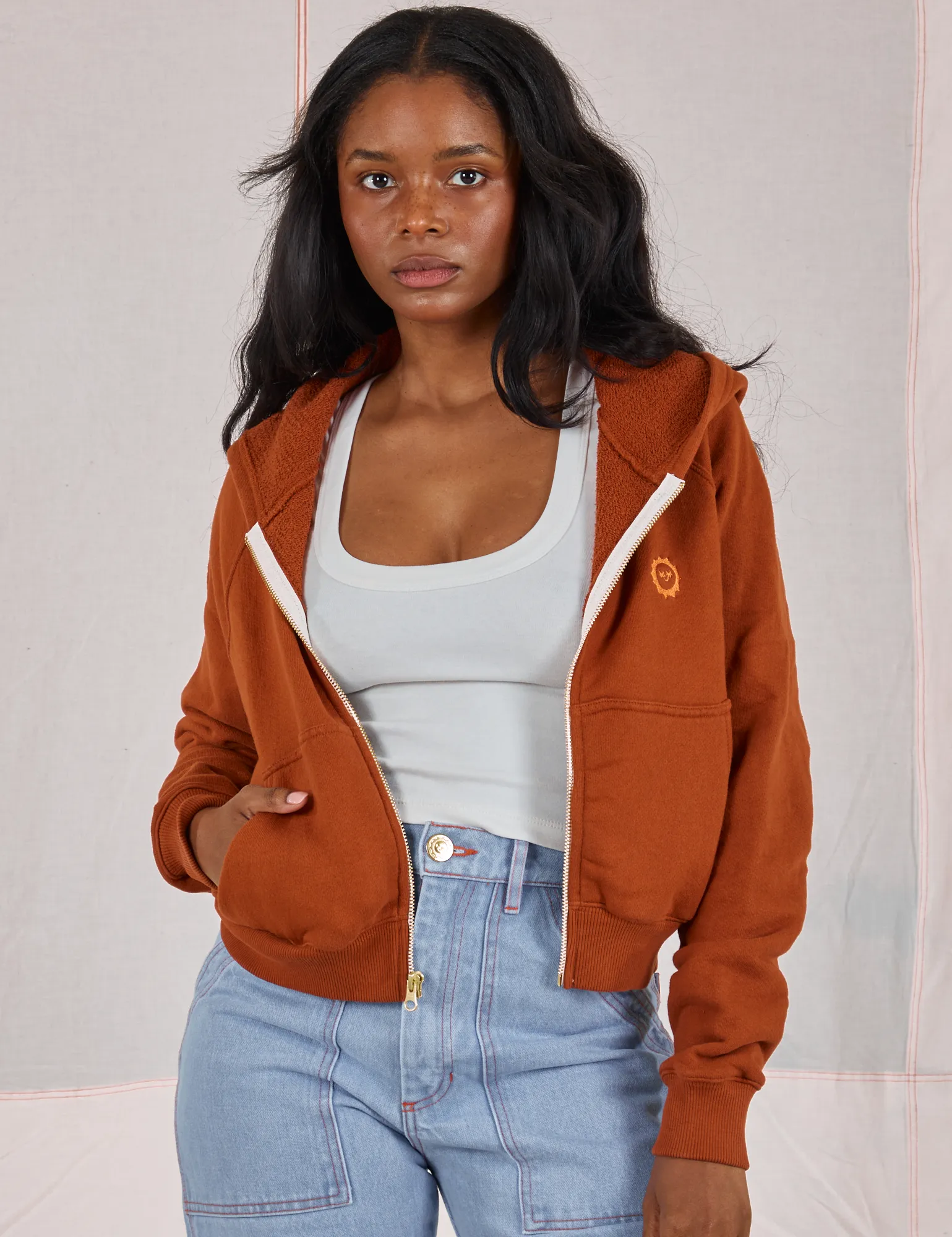 Cropped Zip Hoodie - Burnt Terracotta *FINAL SALE* sold by Big Bud Press product image thumbnail 3