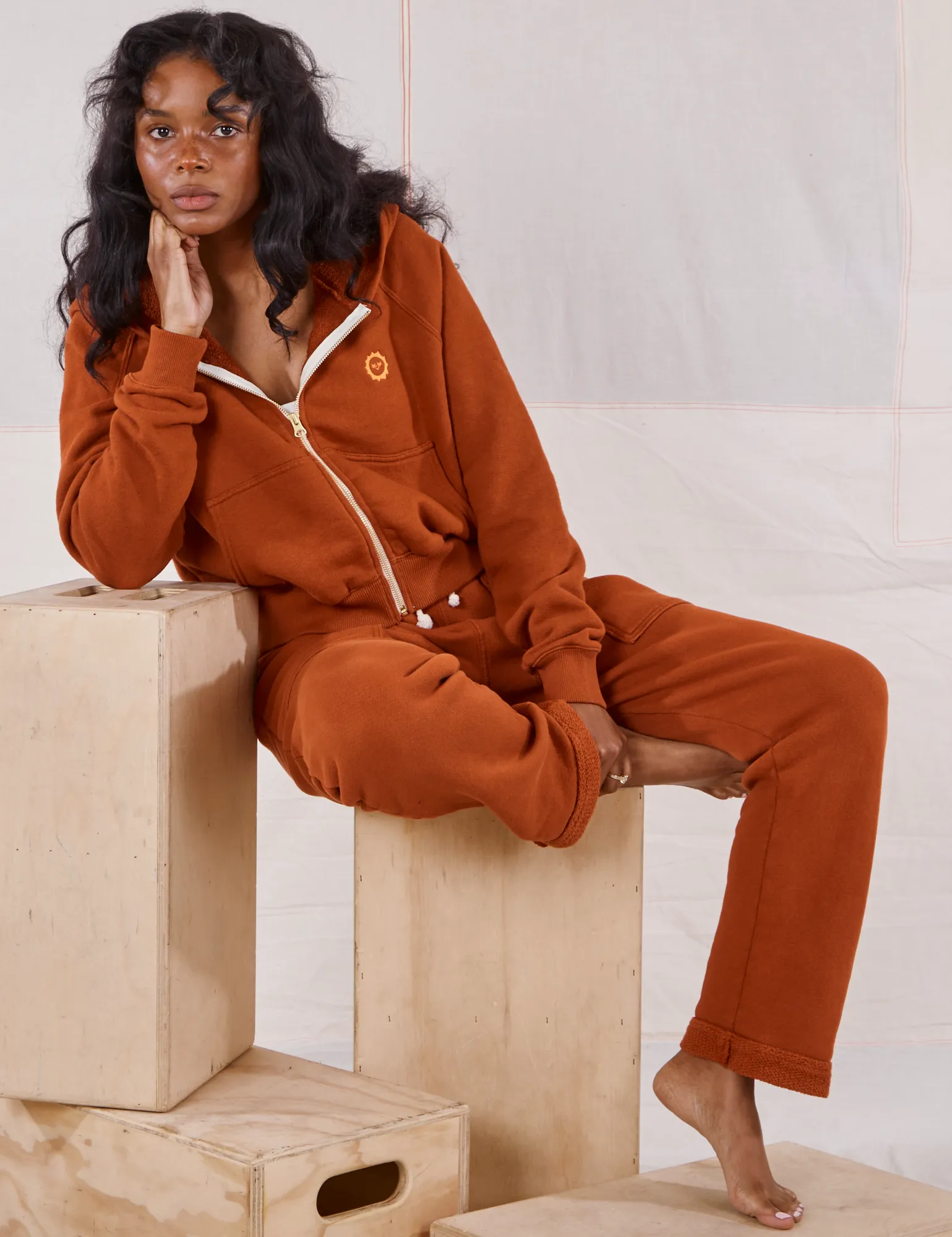 Cropped Zip Hoodie - Burnt Terracotta *FINAL SALE* sold by Big Bud Press