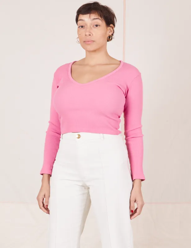 Long Sleeve V-Neck Tee - Bubblegum Pink *FINAL SALE* sold by Big Bud Press