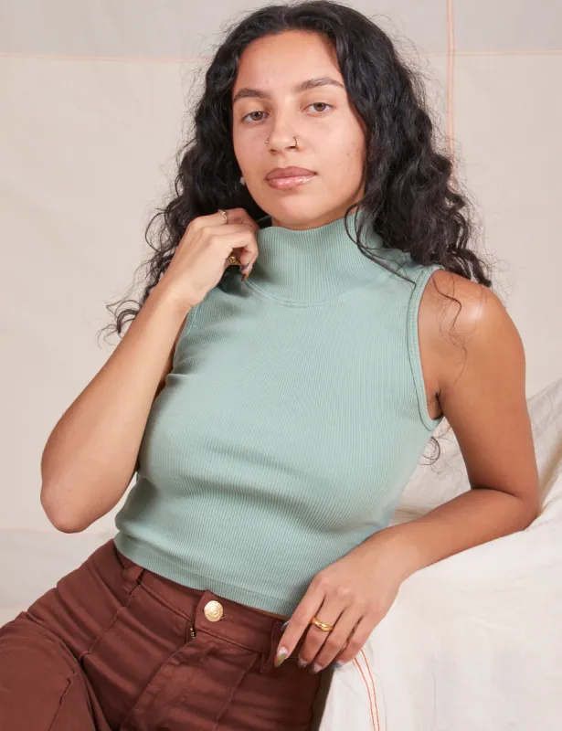 Sleeveless Essential Turtleneck - Sage Green *FINAL SALE* sold by Big Bud Press