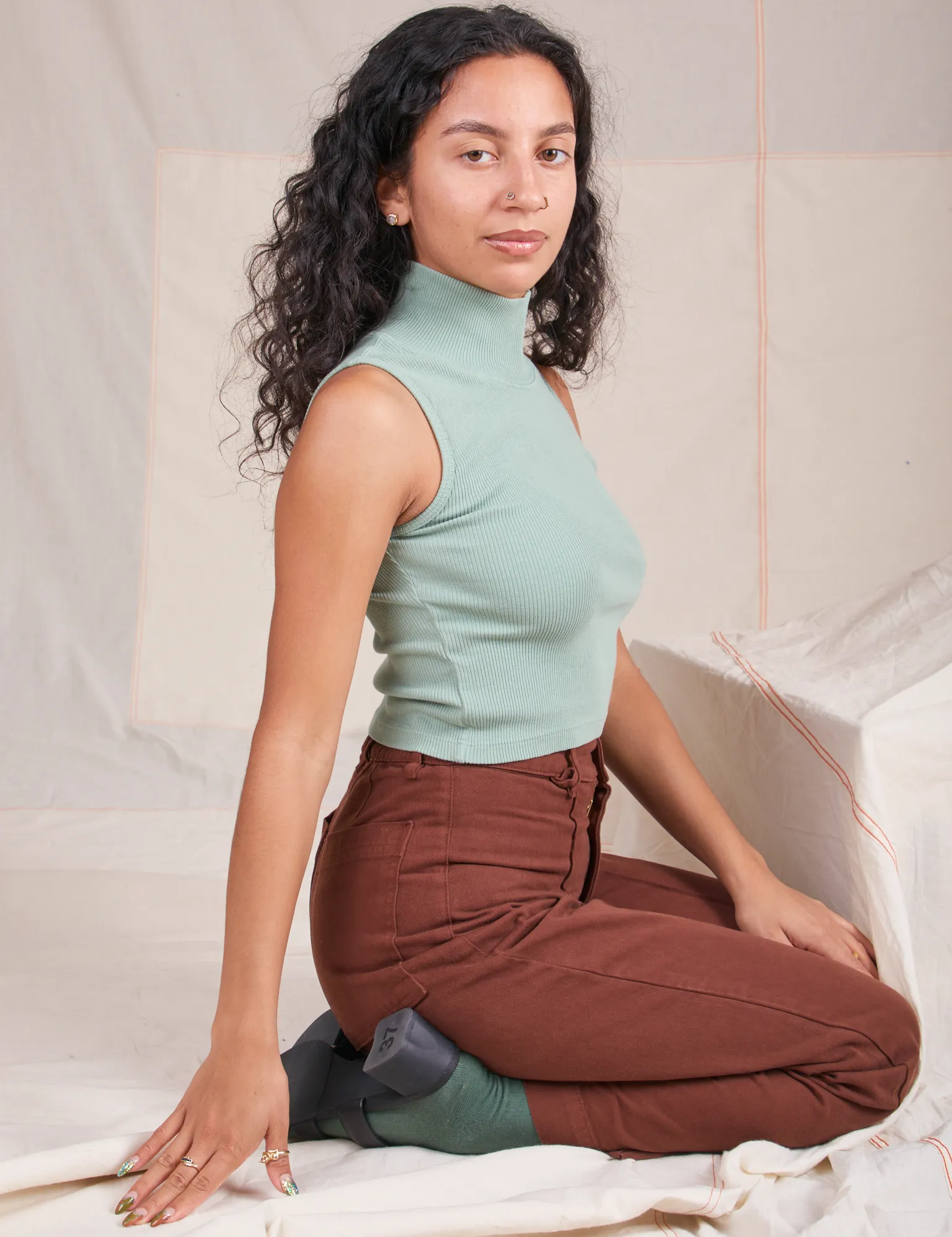 Sleeveless Essential Turtleneck - Sage Green *FINAL SALE* sold by Big Bud Press product image thumbnail 4