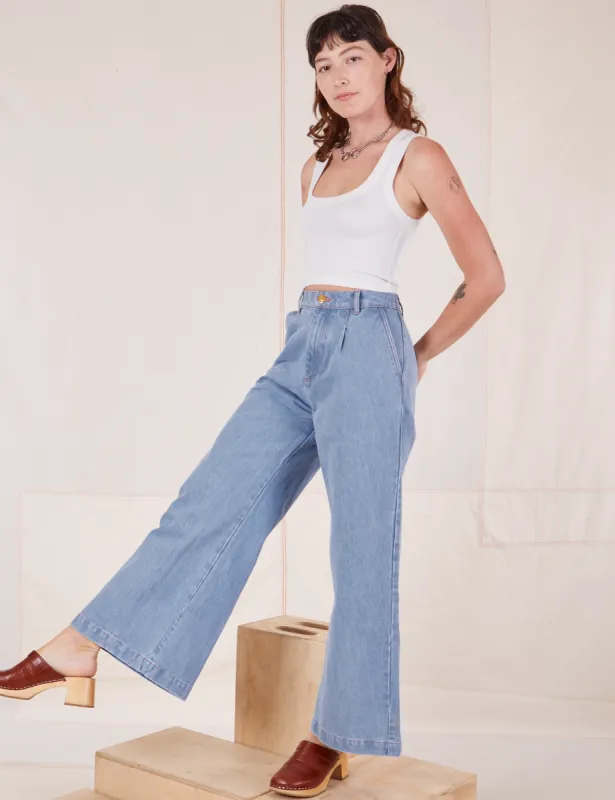 Indigo Wide Leg Trousers - Light Wash sold by Big Bud Press