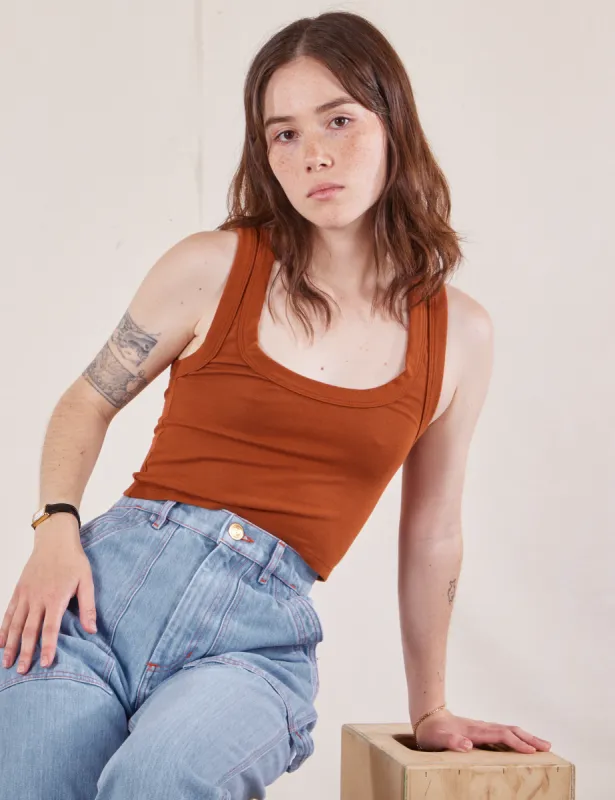 Cropped Tank Top - Burnt Terracotta sold by Big Bud Press