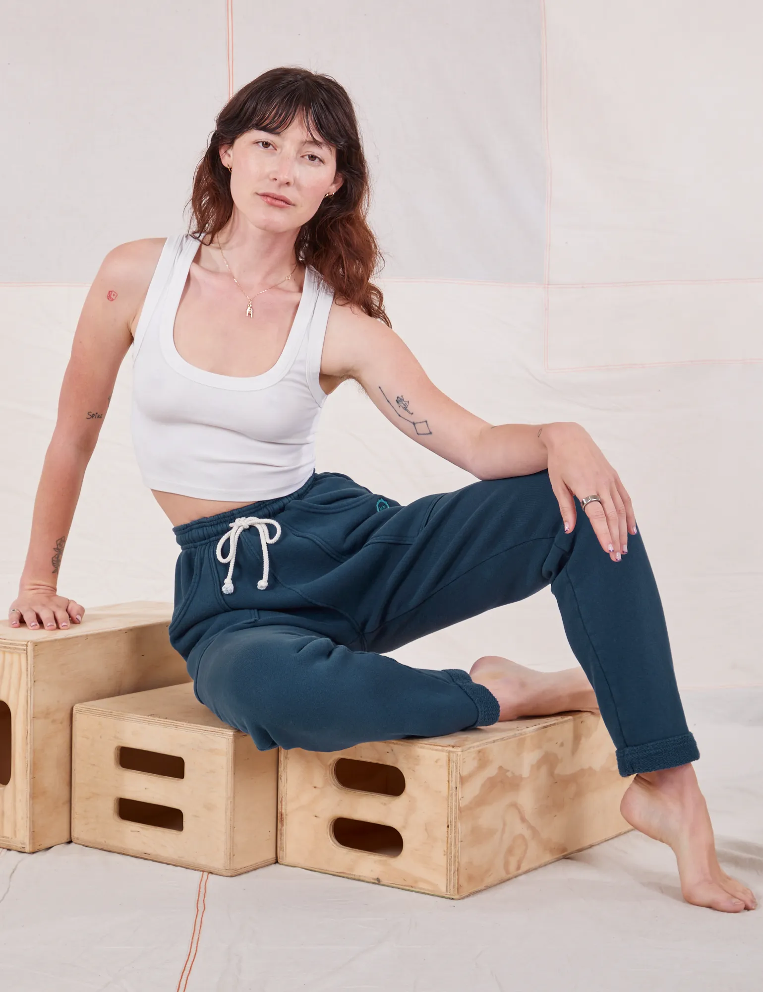 Rolled Cuff Sweat Pants - Lagoon sold by Big Bud Press