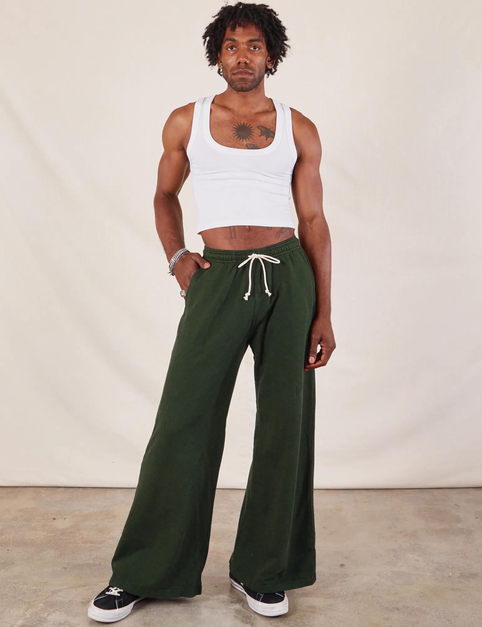 Wide Leg Sweat Pants - Swamp Green *FINAL SALE* sold by Big Bud Press