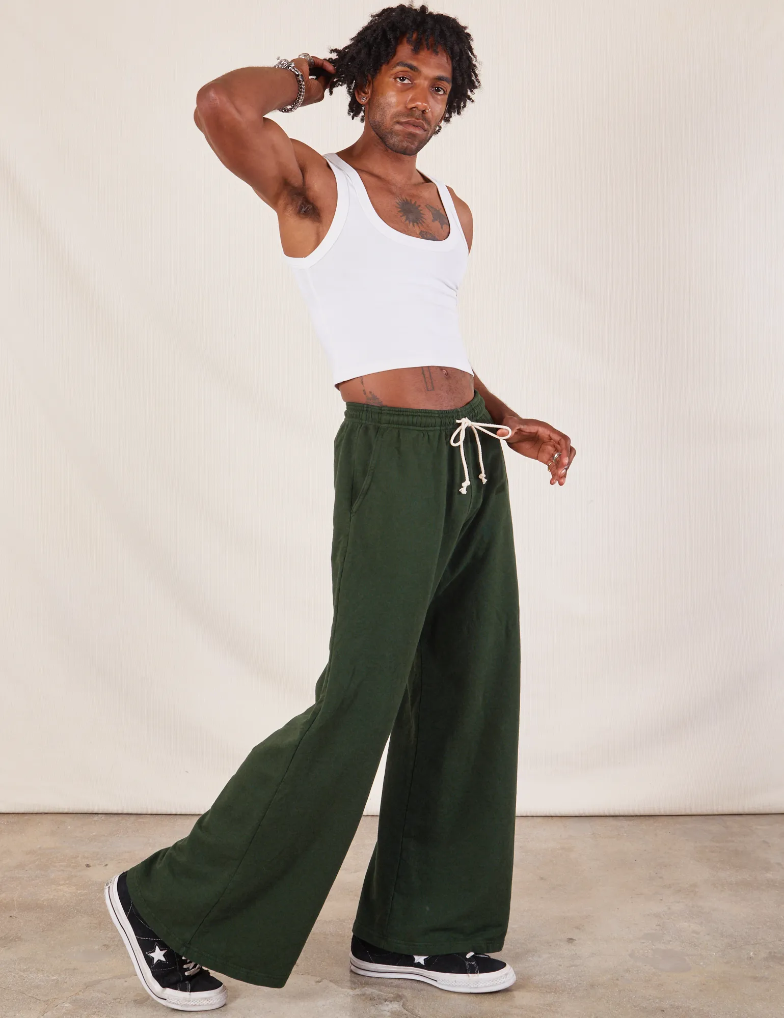 Wide Leg Sweat Pants - Swamp Green *FINAL SALE* sold by Big Bud Press product image thumbnail 4