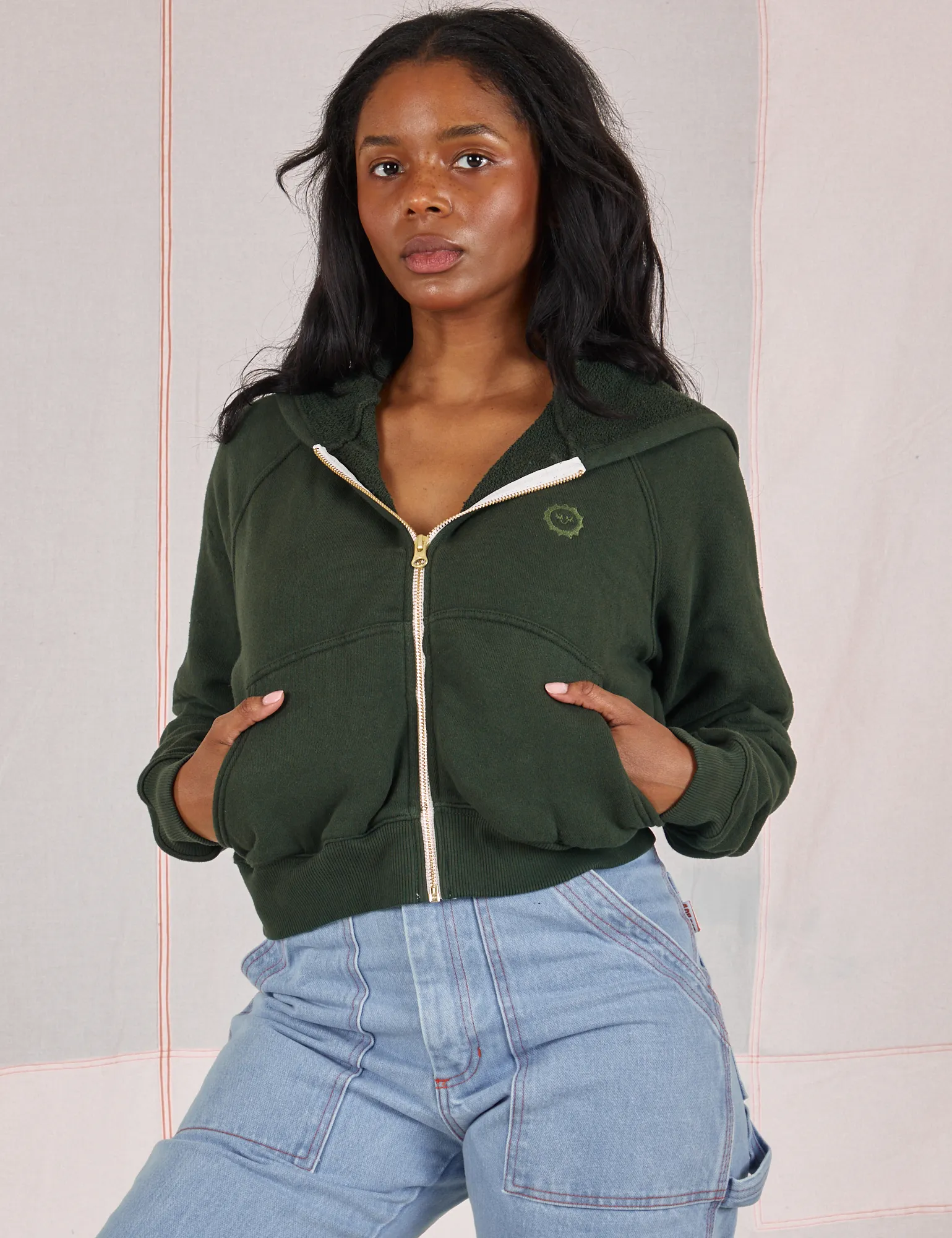 Cropped Zip Hoodie - Swamp Green *FINAL SALE* sold by Big Bud Press product image thumbnail 5