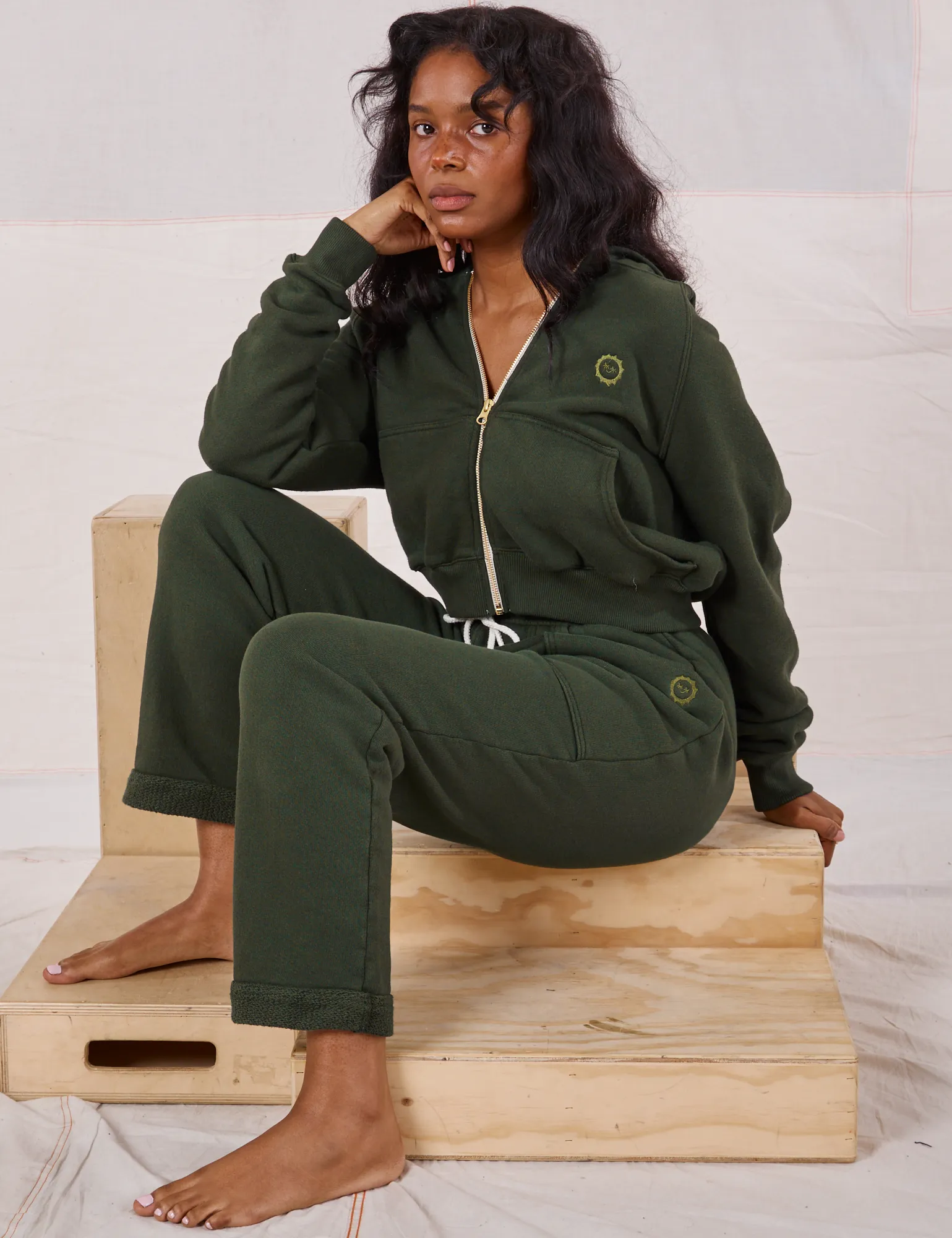 Cropped Zip Hoodie - Swamp Green *FINAL SALE* sold by Big Bud Press