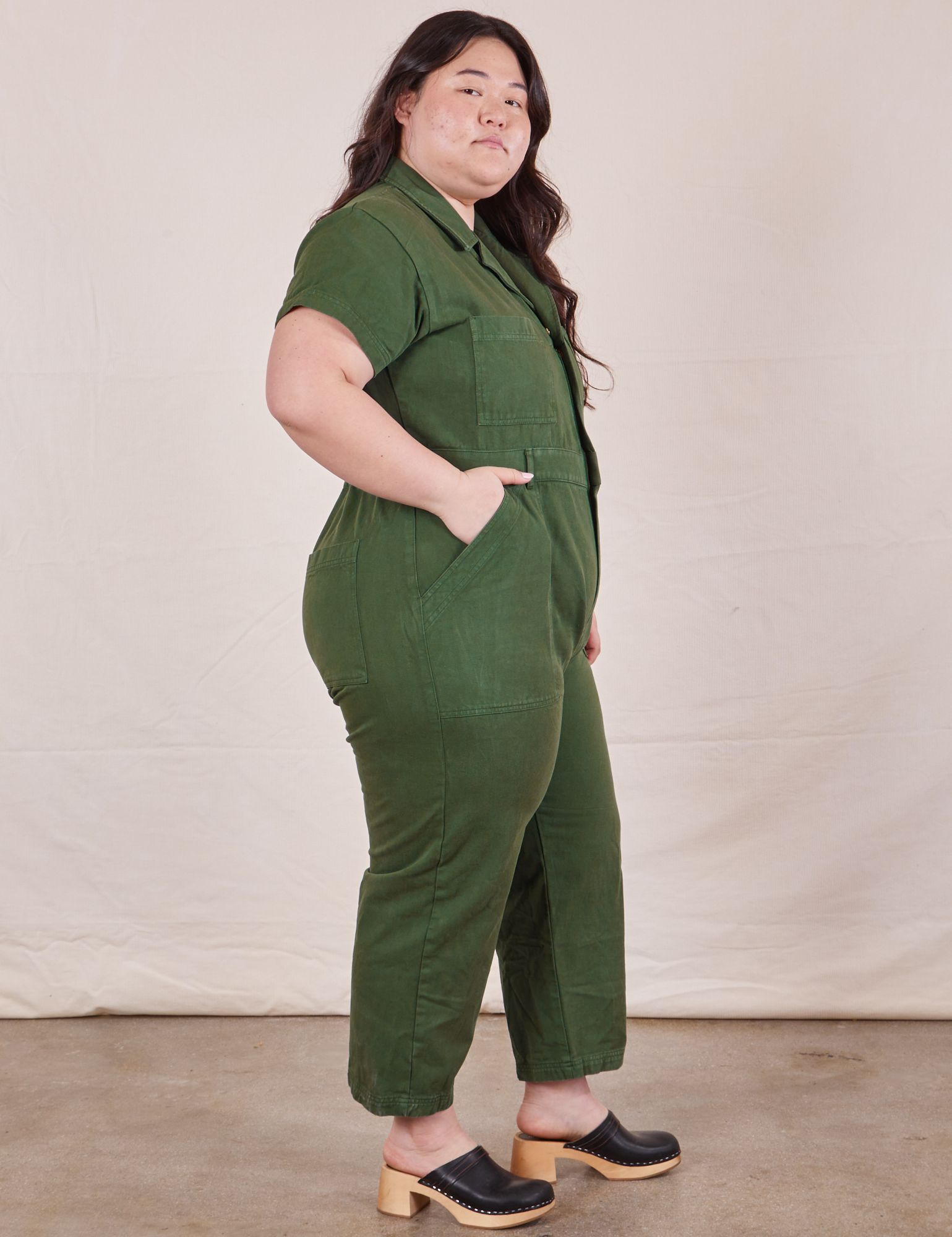 Petite Short Sleeve Jumpsuit - Dark Emerald Green *FINAL SALE* sold by Big Bud Press product image thumbnail 5