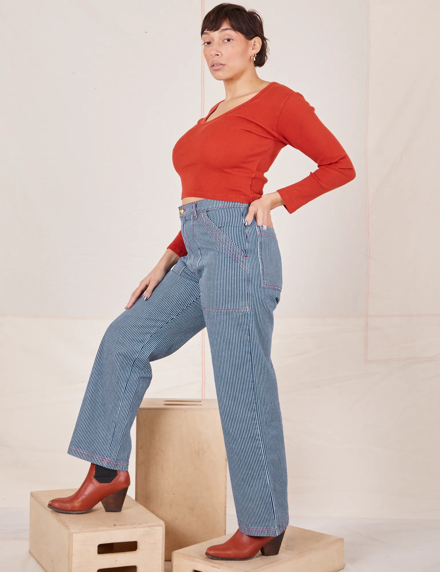 Railroad Stripe Denim Work Pants sold by Big Bud Press product image thumbnail 5