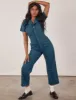 Petite Short Sleeve Jumpsuit - Lagoon sold by Big Bud Press