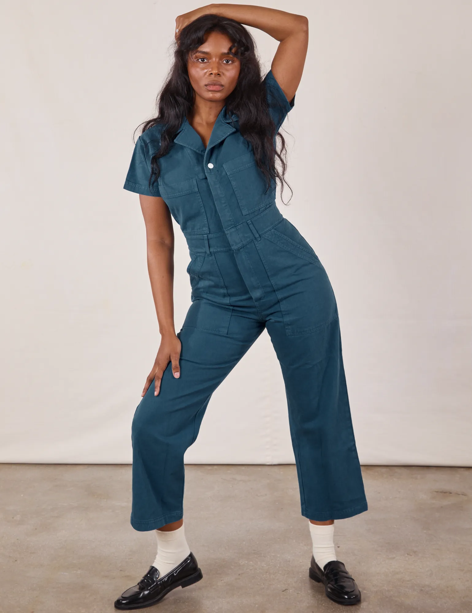 Petite Short Sleeve Jumpsuit - Lagoon sold by Big Bud Press product image thumbnail 3