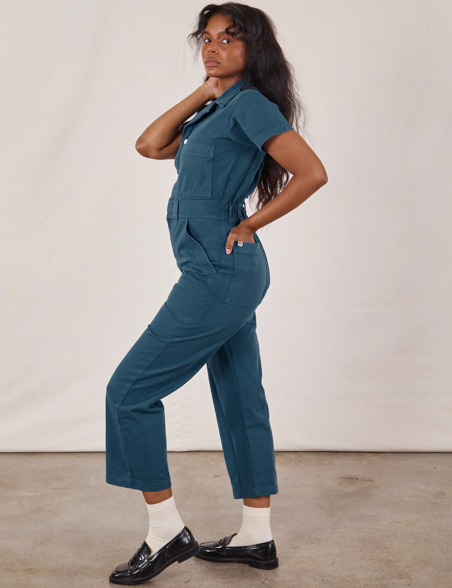 Petite Short Sleeve Jumpsuit - Lagoon sold by Big Bud Press product image thumbnail 5