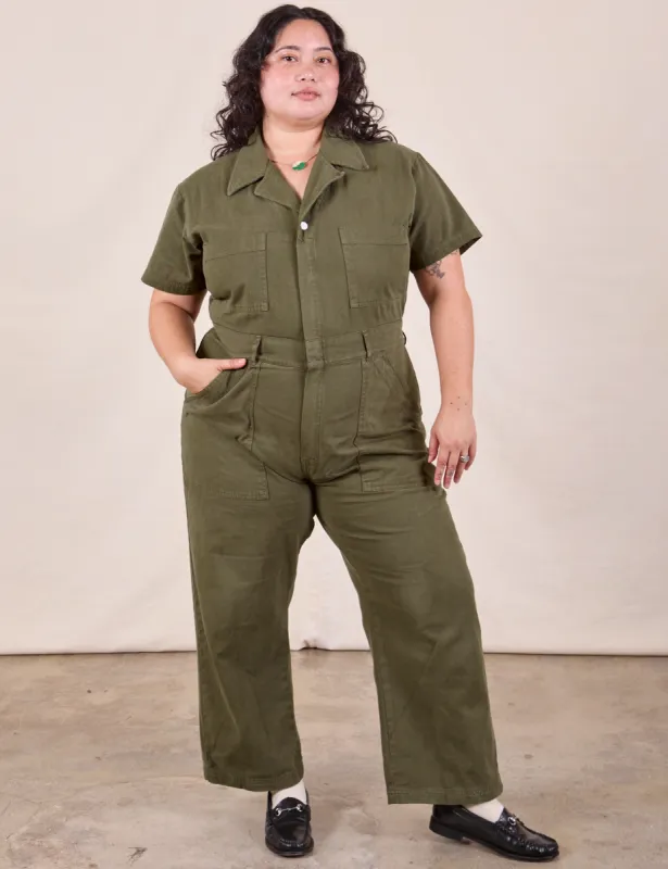 Petite Short Sleeve Jumpsuit - Surplus Green sold by Big Bud Press