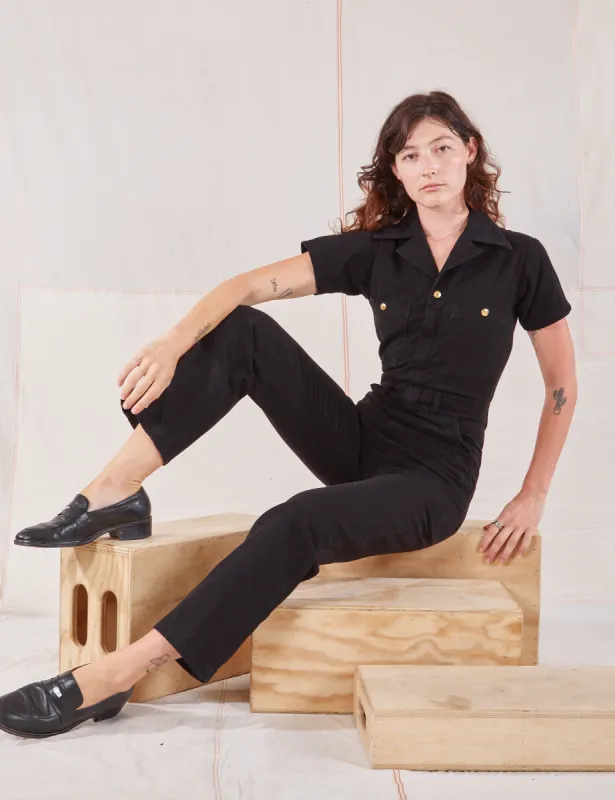 Heritage Short Sleeve Jumpsuit - Basic Black sold by Big Bud Press