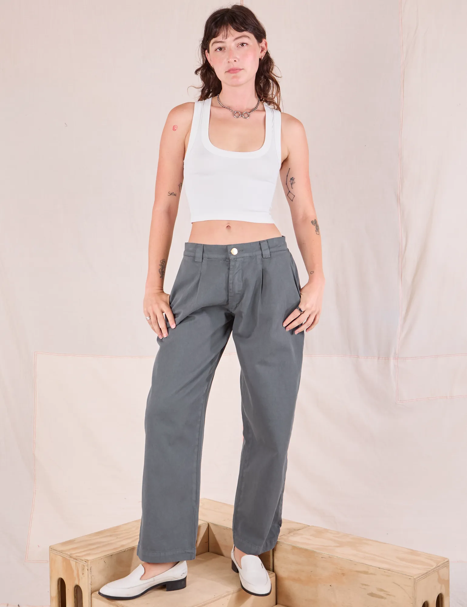 Mid-Rise Pleated Trousers - Slate Grey sold by Big Bud Press product image thumbnail 4